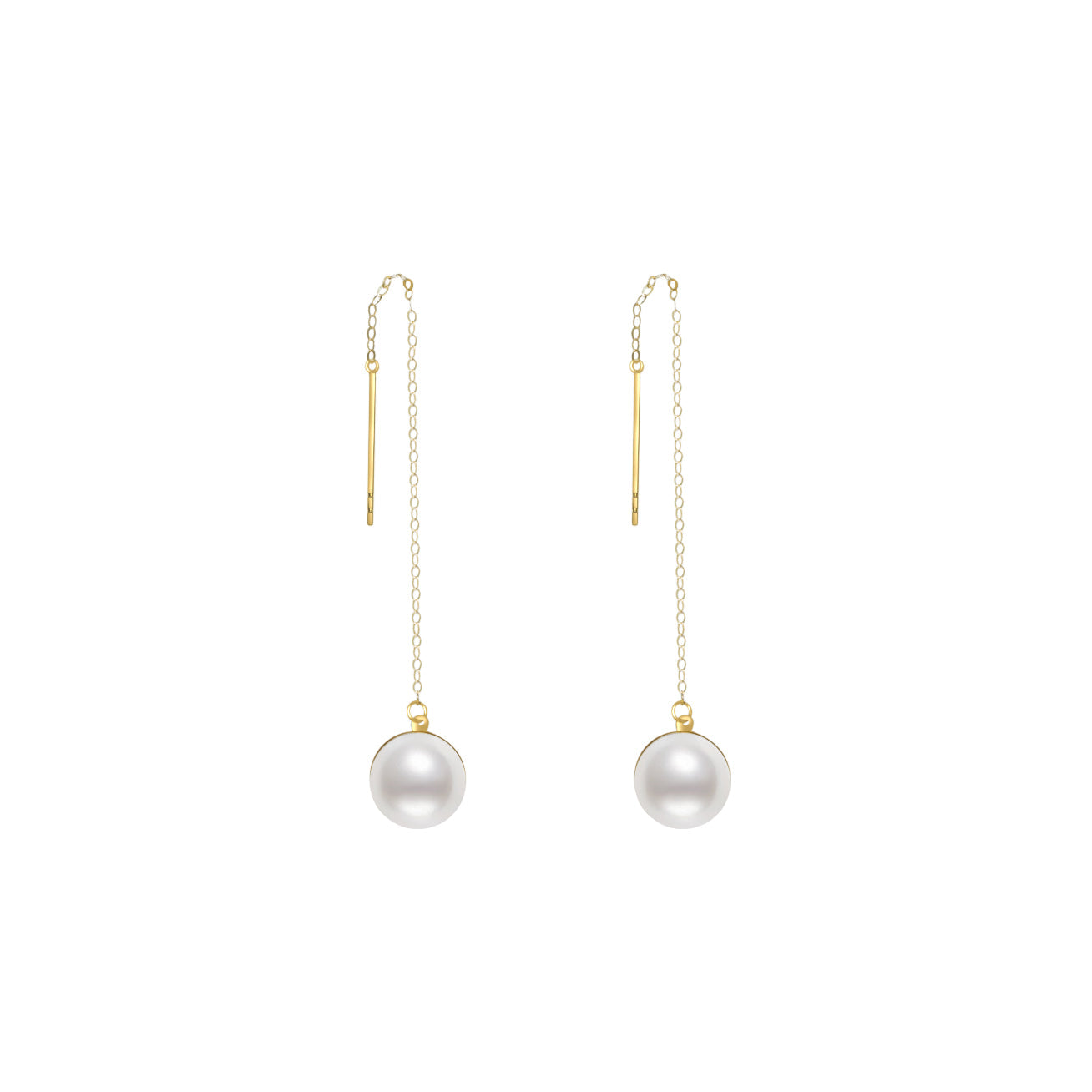 18K Solid Gold Freshwater Pearl Earrings for Women - Elegant Dangle Studs for Wedding, Party & Gift Giving - KE00029