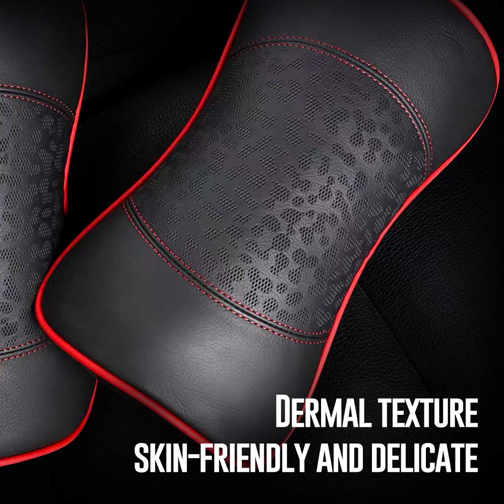 Memory Foam Car Neck Pillow - Cervical Support for Travel & Office (2-Pack, Red)
