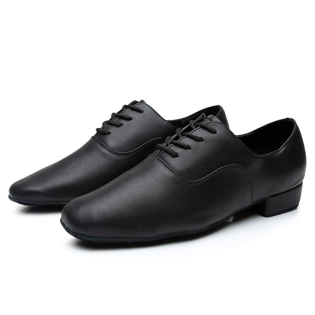 Men's White & Black Leather Dress Shoes - Modern Latin Jazz Ballroom Dance Shoes with Round Toe & Suede Sole - Perfect for Weddings, Parties & Formal Events