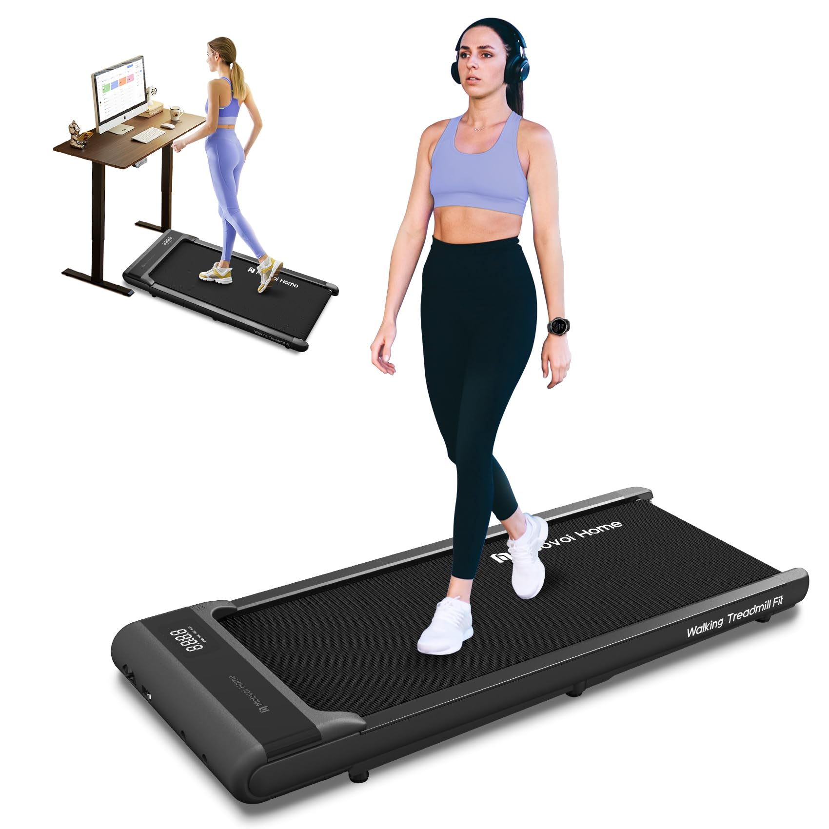 Compact Under Desk Treadmill with Remote Control - Mobvoi Walking Pad for Home & Office Use, 265 LBS Capacity, Portable & Easy Storage - Perfect for Walking, Jogging & Workstation Fitness