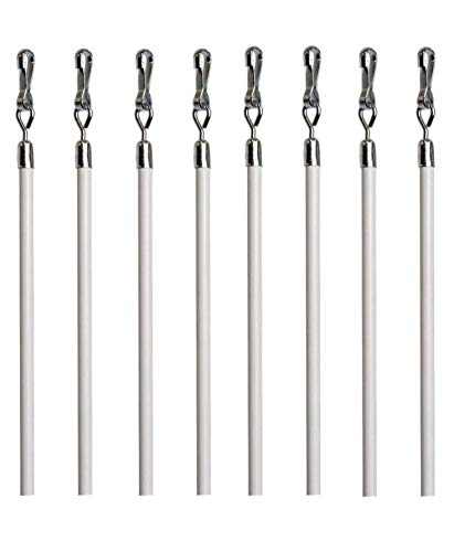 IF&D 8-Pack 40-Inch Universal White Drapery Pull Rods - Curtain Wand for Easy Opening & Closing (White, 40
