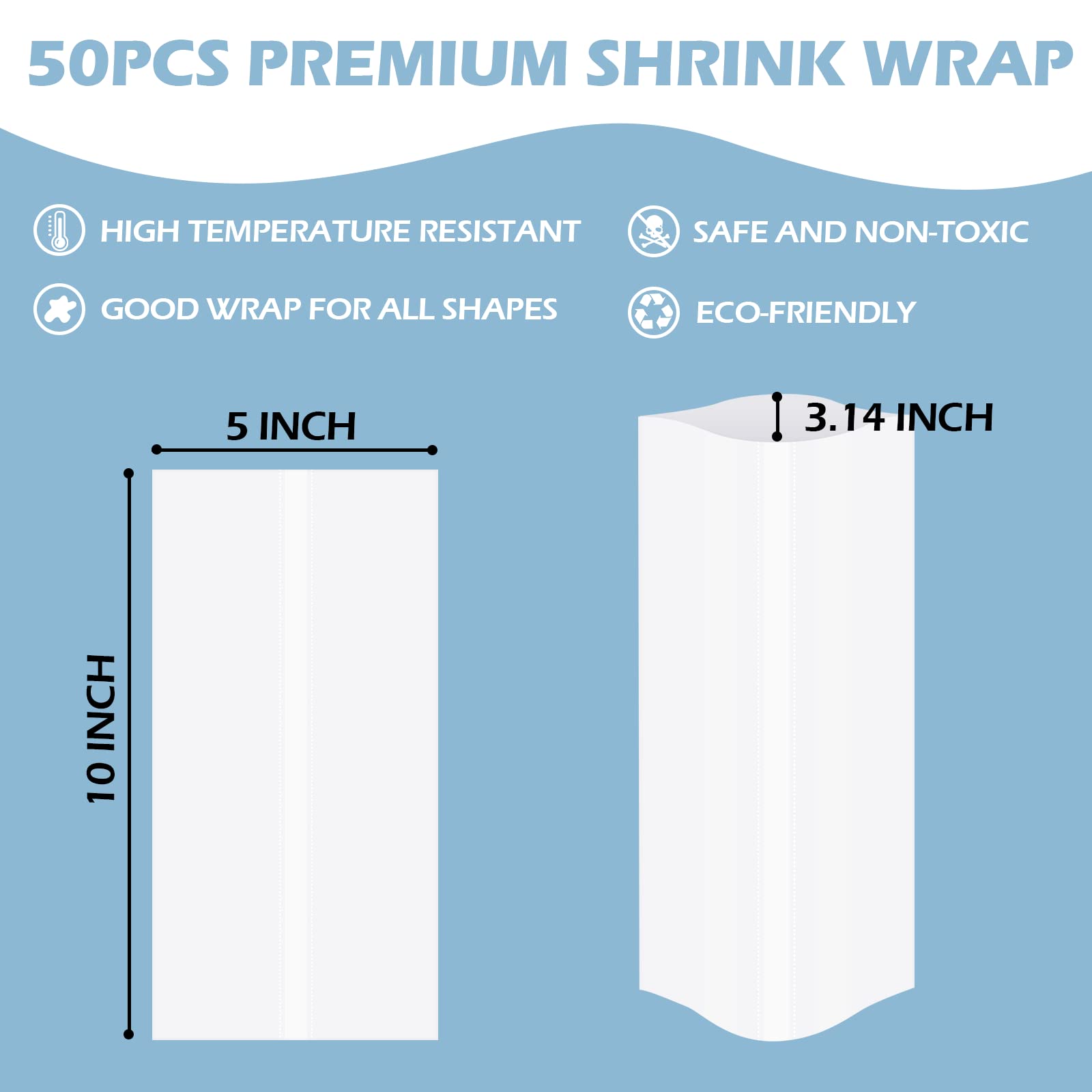 HTVRONT 5X10 Inch Sublimation Shrink Wrap for Tumblers - 100PCS Heat-Resistant Tumbler Shrink Wrap Sleeves for DIY Crafts, Custom Drinkware, Personalized Gifts | Perfect for Sublimation Projects, Home Business & Crafting Enthusiasts