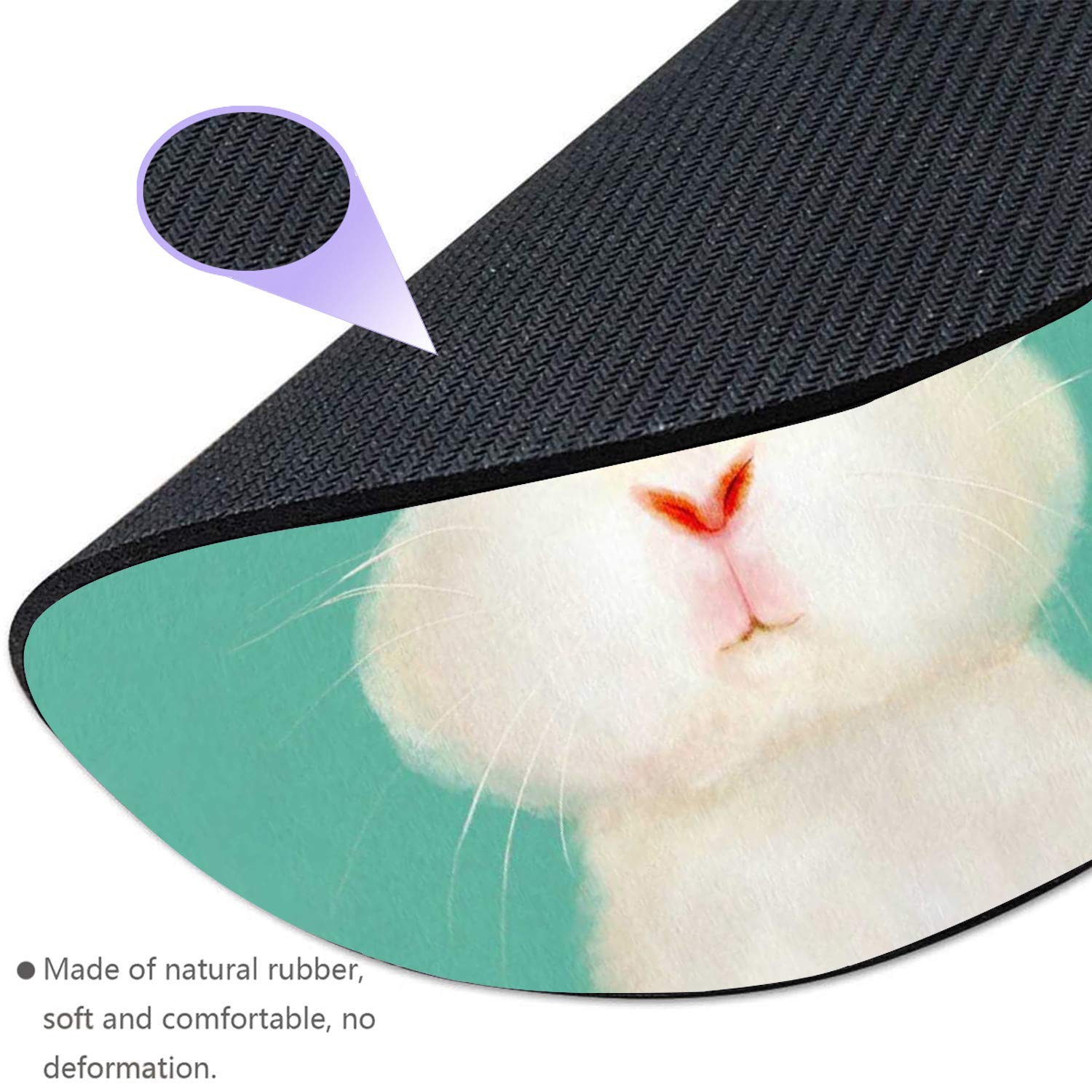 Premium Gaming Mouse Pad - Cute Rabbit Design, Non-Slip Rubber Base, Round Mousepad for PC & Laptop (7.9x7.9 Inch) - Perfect for Home Office, Gaming Setup & Workstation Accessories