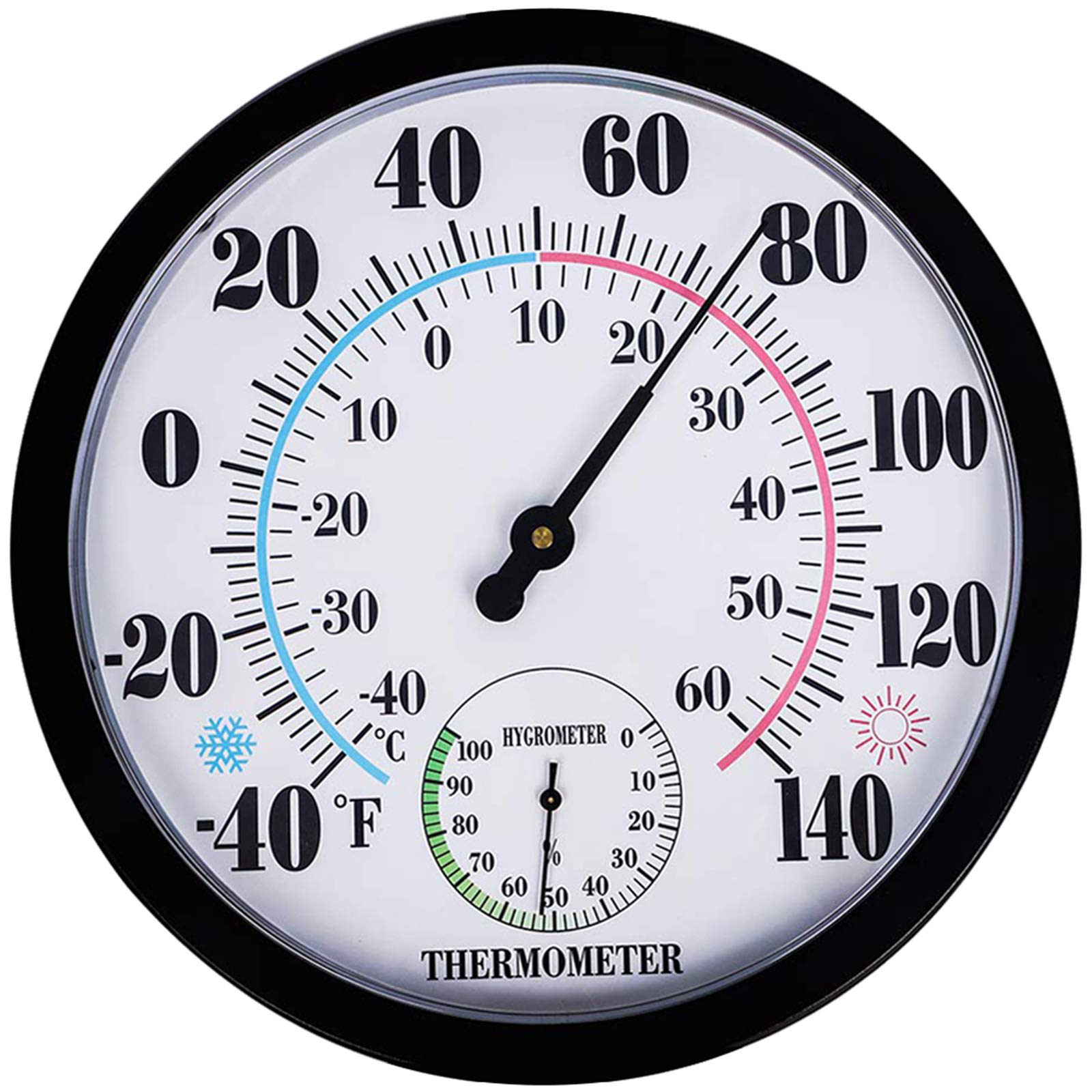 Waterproof Indoor Outdoor Thermometer Hygrometer - Large Numbers Hanging Wall Thermometer for Patio, Garden, Greenhouse | No Battery Needed | Perfect for Home, Office & Weather Monitoring