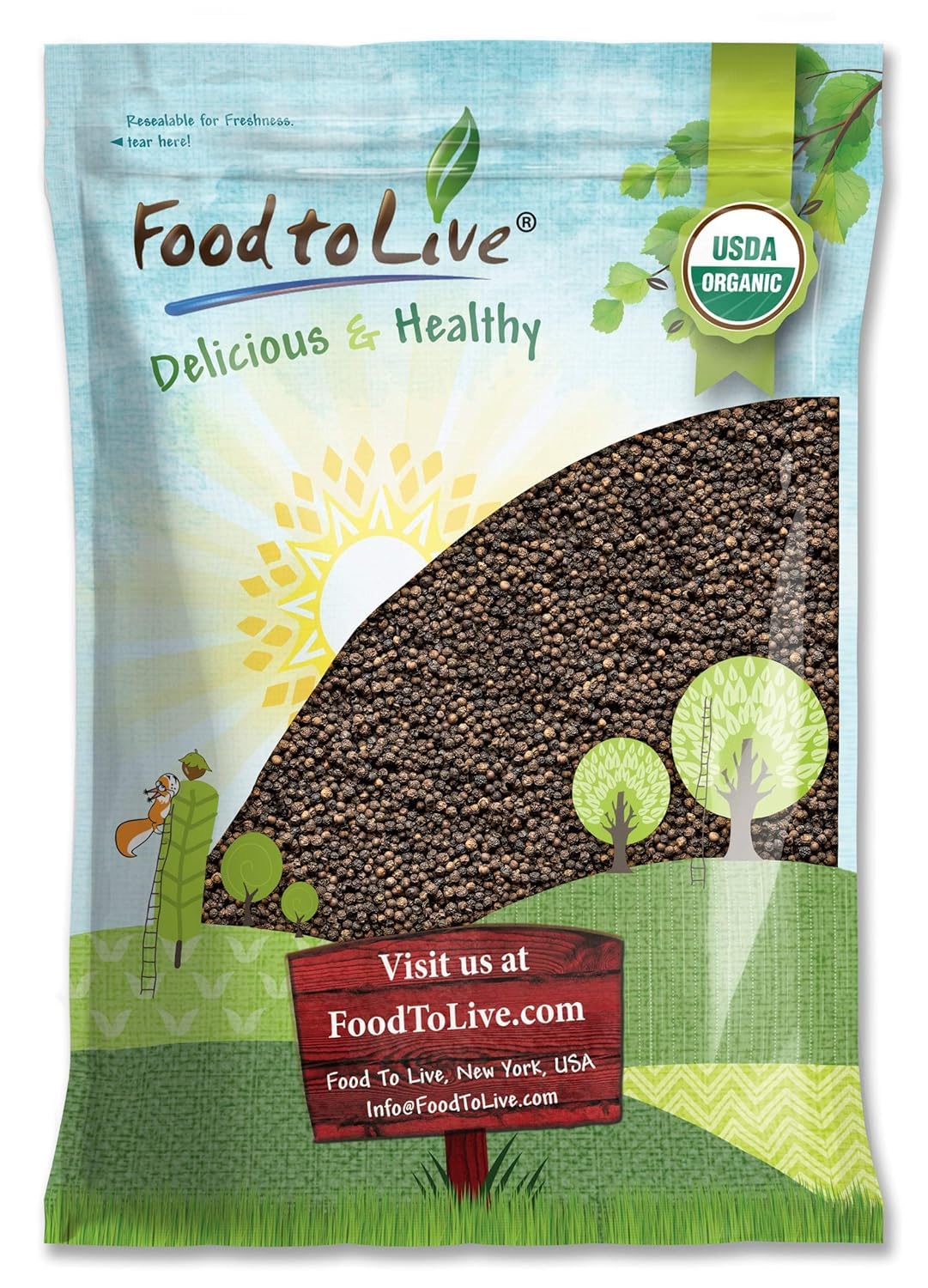 Organic Black Peppercorns Whole - 7 lb Bulk, Non-GMO, Kosher, Vegan | Premium Dried Peppercorns for Grinder Refill | Perfect for Cooking, Seasoning, BBQ & Spicing Dishes