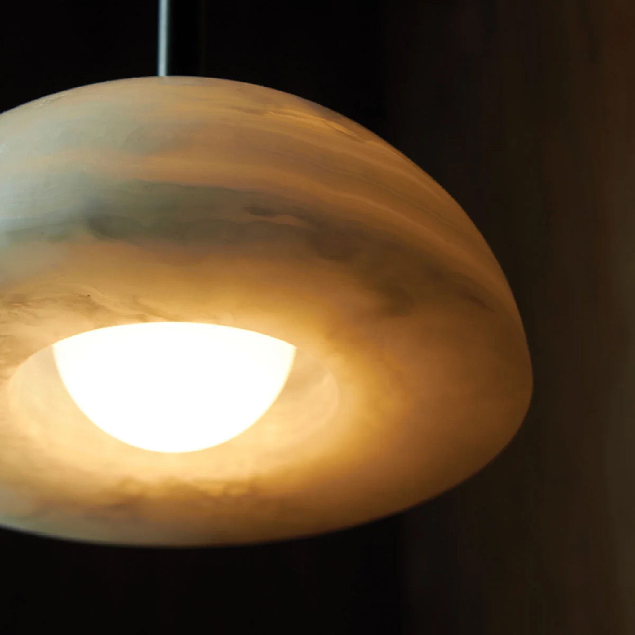 **PRE ORDER - MARZ DESIGNS Aurelia Pendant Light - White Onyx & Brushed Black Finish - Modern Ceiling Lighting for Dining Room, Kitchen, or Bedroom**