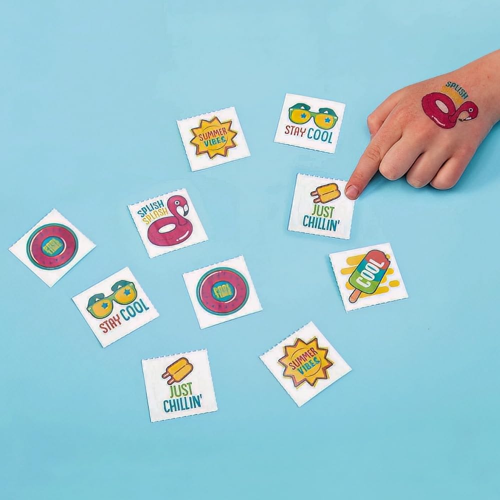 72-Piece Summer Fun Temporary Tattoo Assortment for Kids & Adults - Waterproof Fake Tattoos for Parties, Festivals & Beach Days - Apparel Accessories
