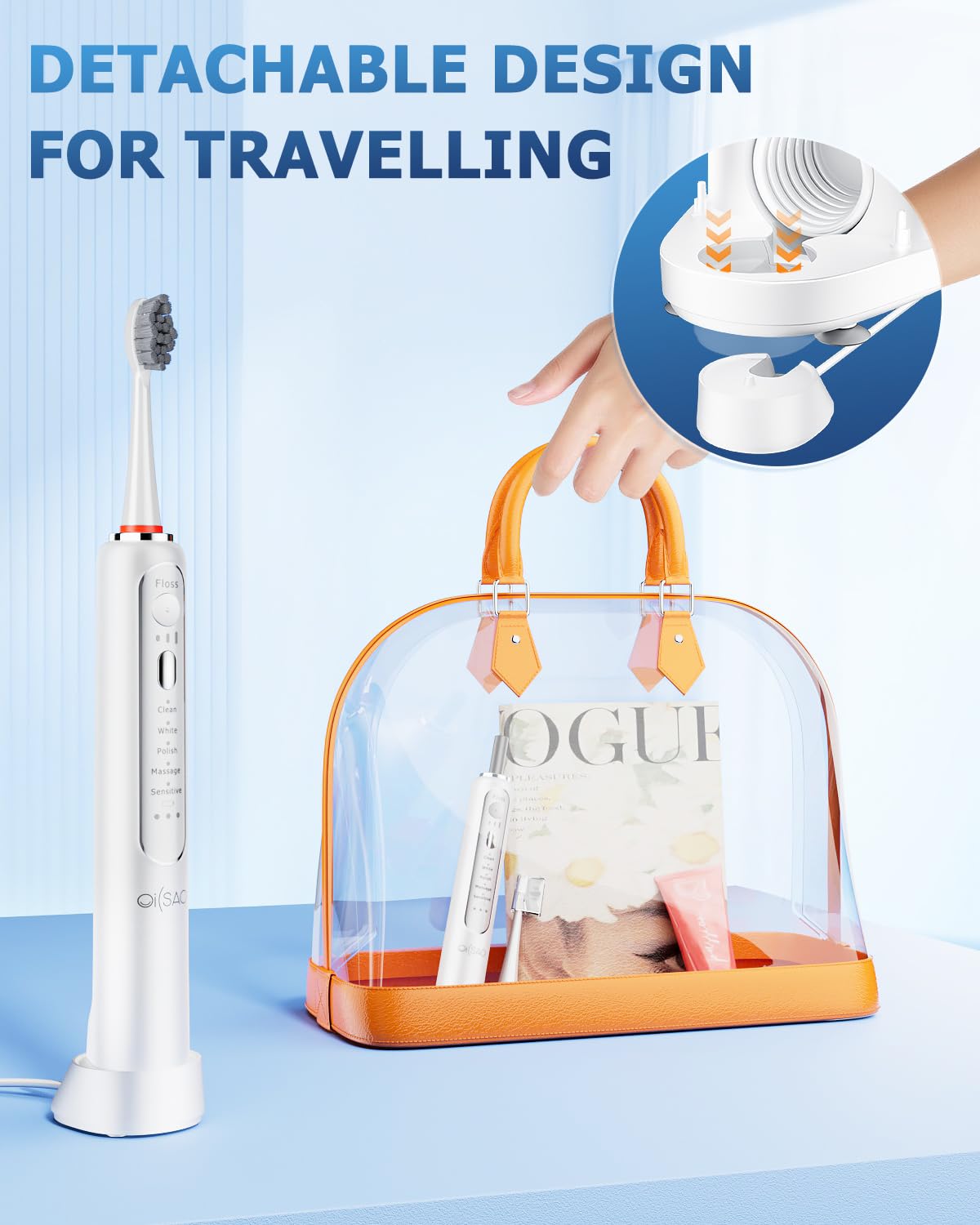 Professional 2-in-1 Electric Toothbrush with Water Flosser - 500ML Rechargeable Oral Care Kit for Teeth Cleaning & Gum Care (White) | Perfect for Home Use, Travel & Dental Hygiene Routine