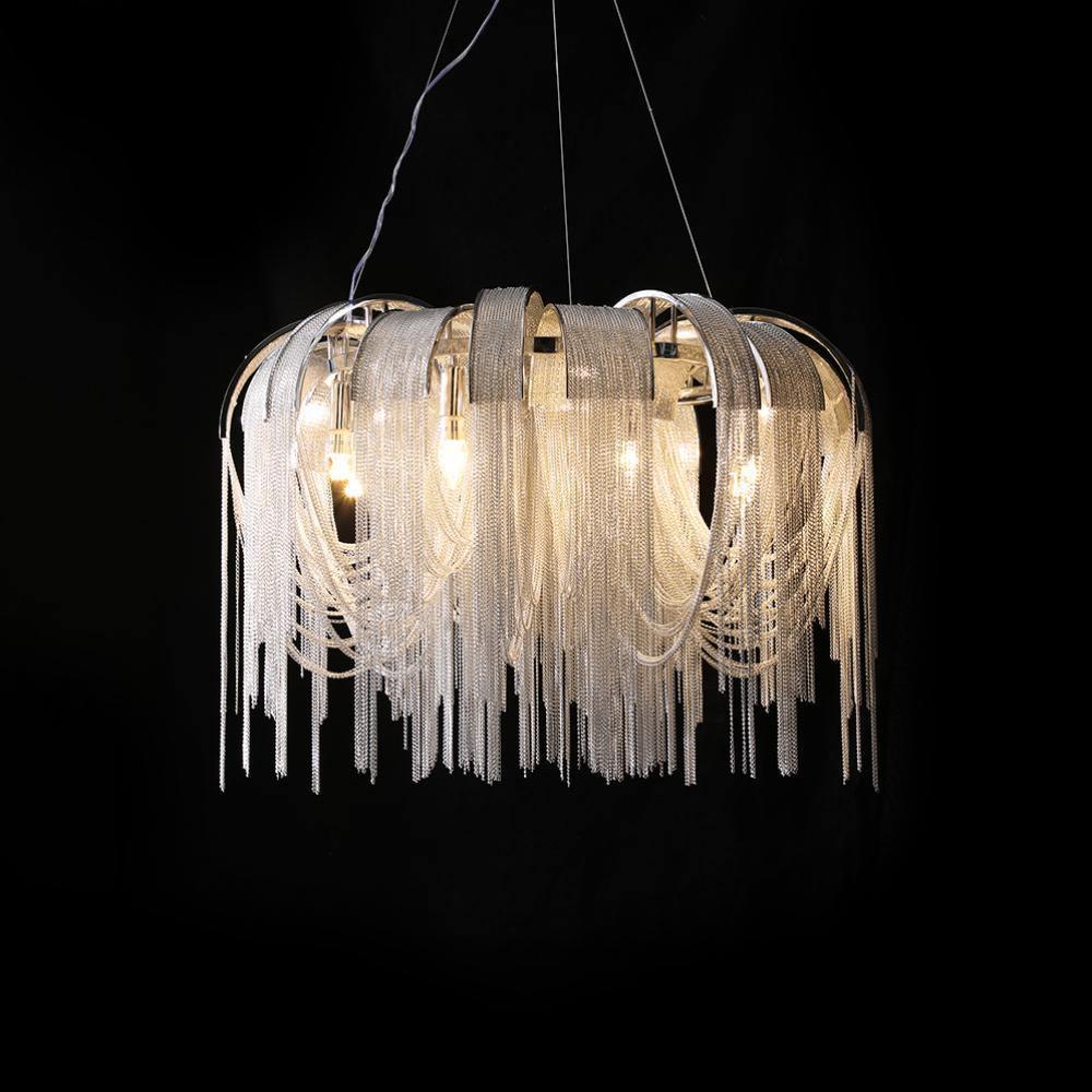 Elegant Length Chains Chandelier - Modern Crystal Pendant Lighting for Dining Room, Bedroom & Living Room - Perfect for Home Decor and Wedding Events