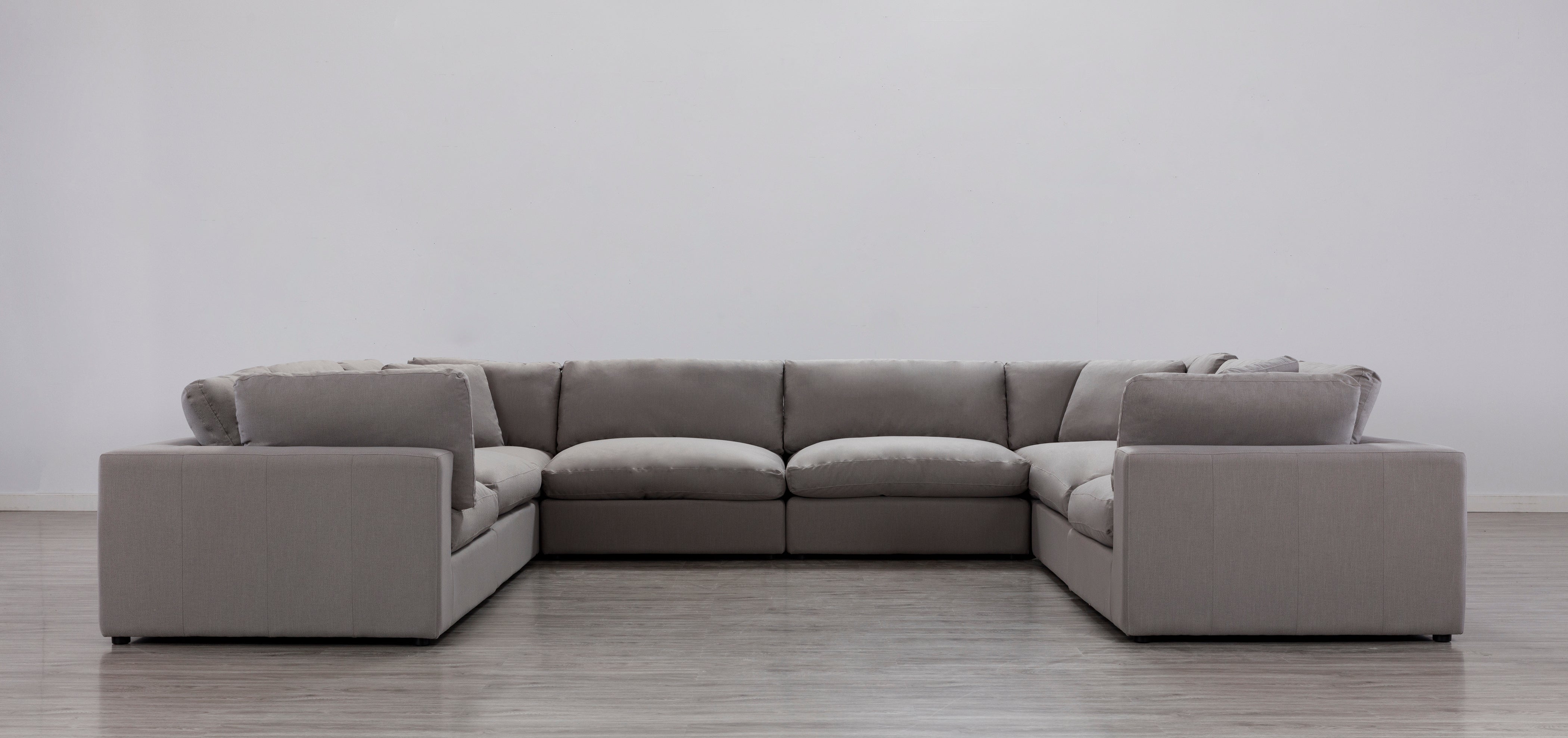 Rivas Contemporary Feather Fill 8-Piece Modular Sectional Sofa in Graphite - Perfect for Living Rooms, Home Theaters & Modern Apartments