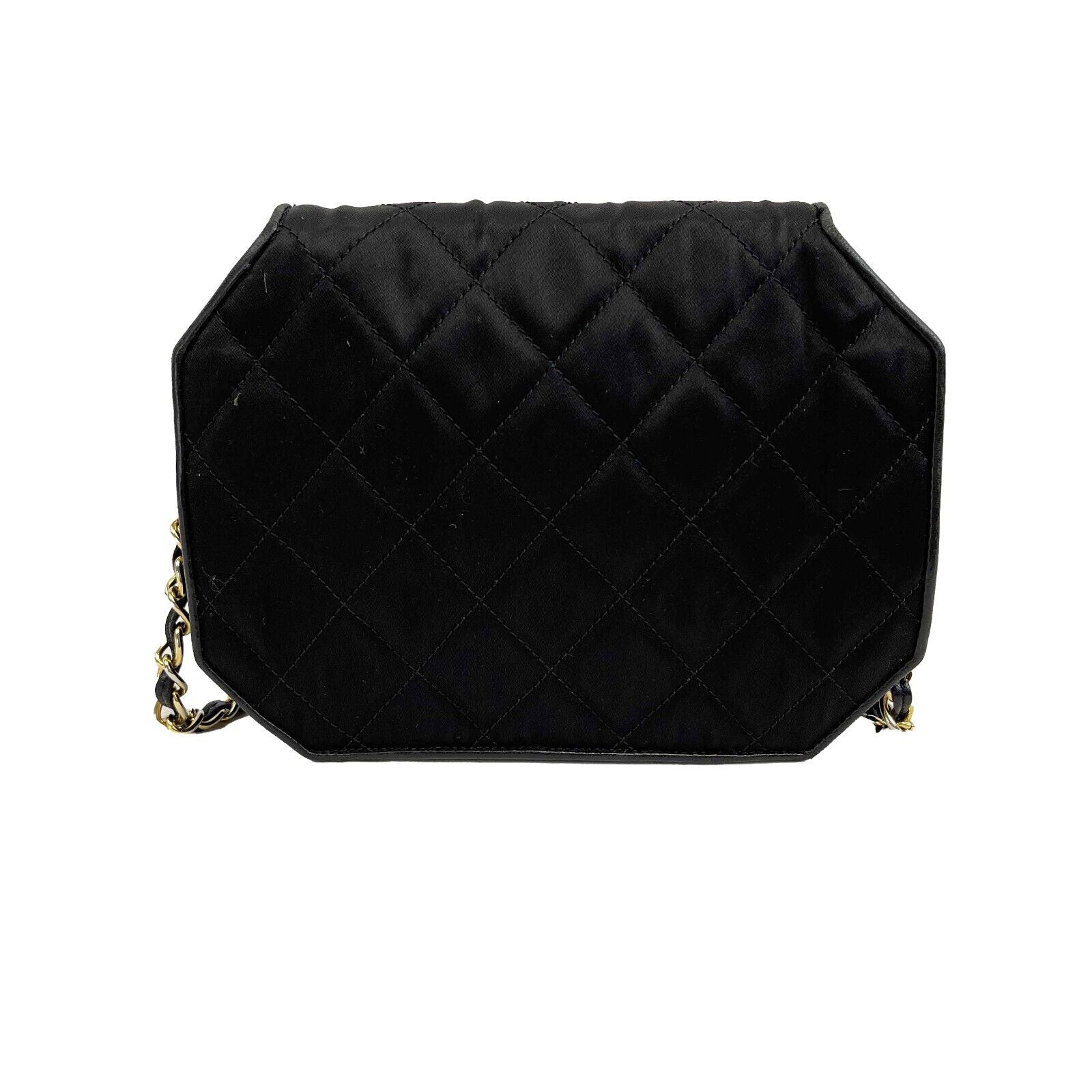 Vintage Chanel 90s Black Quilted Octagon CC Shoulder Bag - Luxury Designer Handbag for Women | Perfect for Evening Parties, Date Nights & Special Occasions
