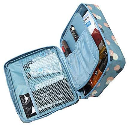 FastUnbox 17cm Travel Nylon Cosmetic Bag - Waterproof Makeup Organizer Pouch for Women | Perfect for Toiletry Storage, Travel Essentials & Daily Use