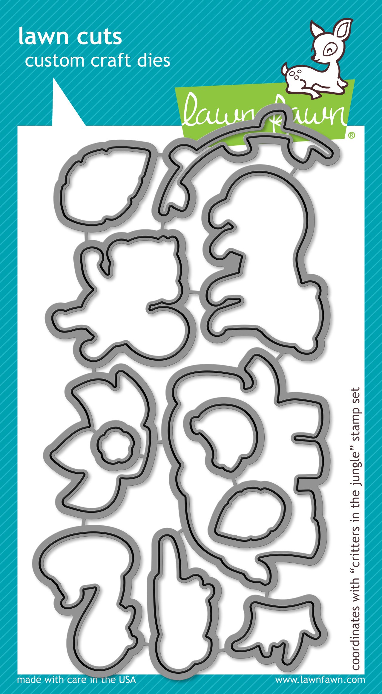 Lawn Fawn Critters in the Jungle Stamp and Die Set - 2-Piece Crafting Bundle for Card Making, Scrapbooking & DIY Projects