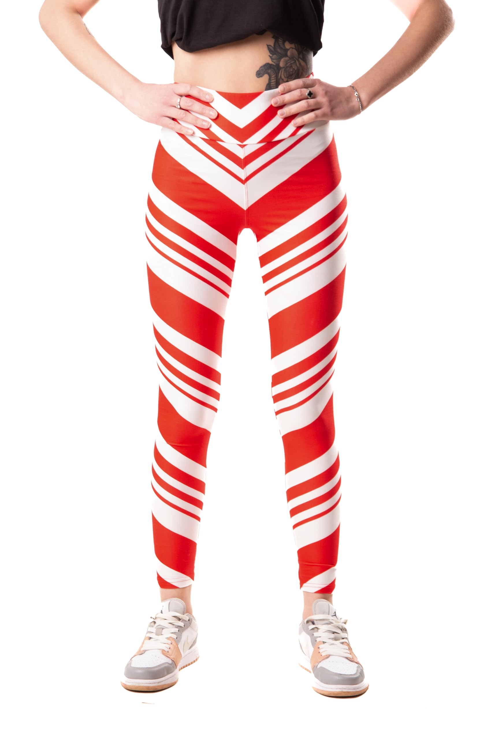 Festive Christmas Leggings for Women - Cozy Elf Print Tights, Santa Claus & Candy Cane Holiday Pants (Plus Size Available) | Perfect for Xmas Parties, Family Gatherings & Winter Celebrations