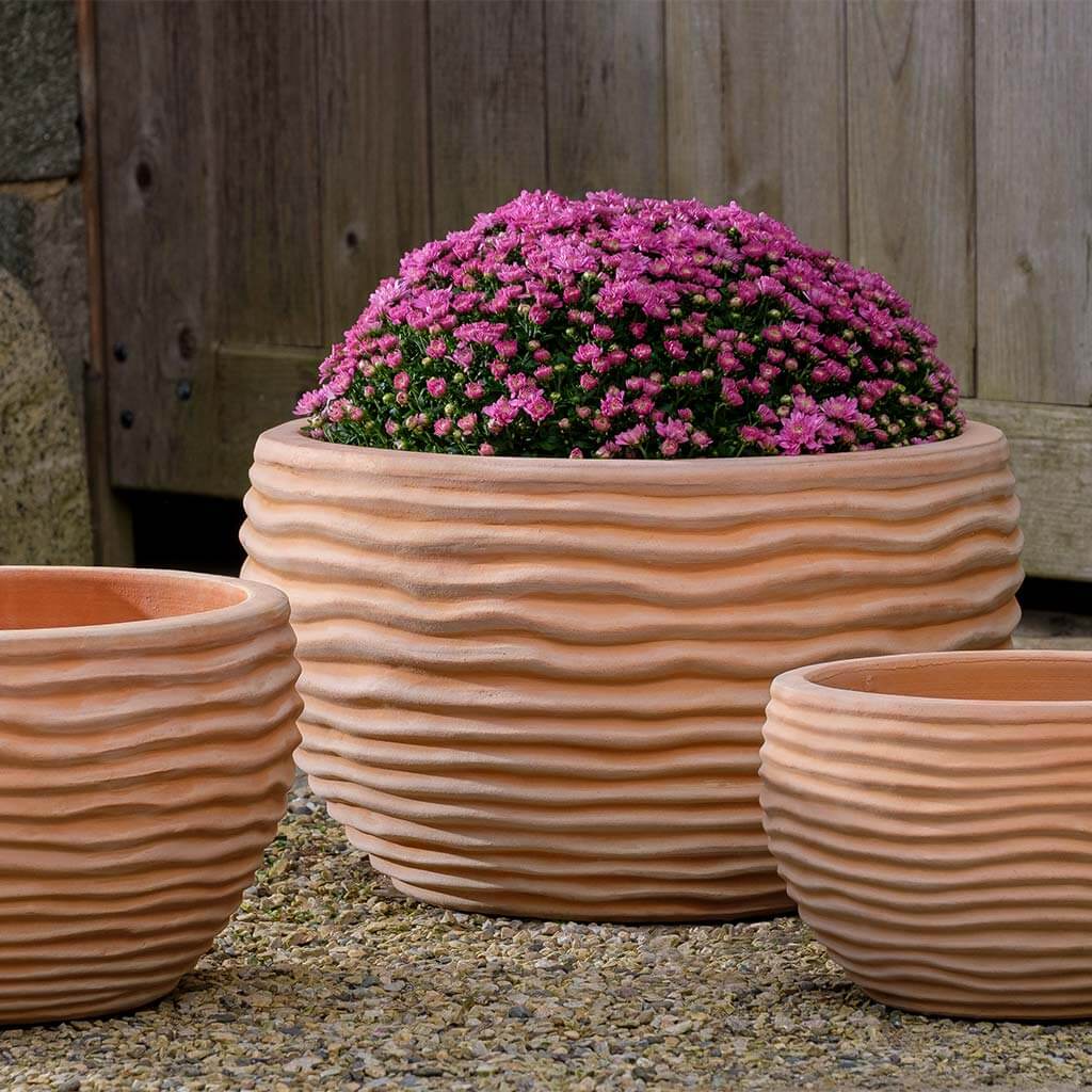 Campania International Nami Planter Set of 3 - Terra Cotta Flower Pots for Indoor & Outdoor Plants, Succulents, Herbs - Perfect for Home, Garden, and Patio Decor