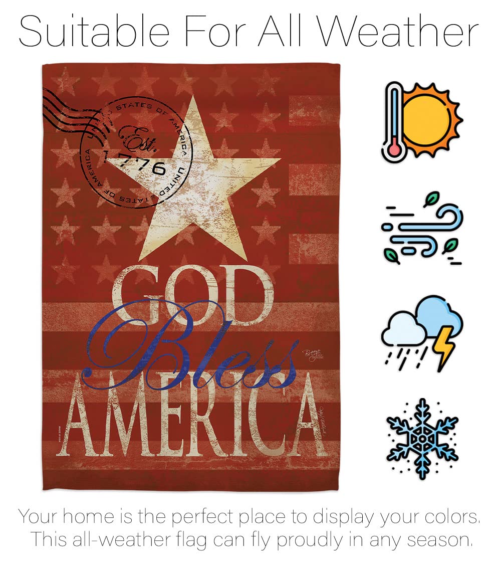 Patriotic God Bless America Flag Set w/Flagpole for Home & Garden Decor