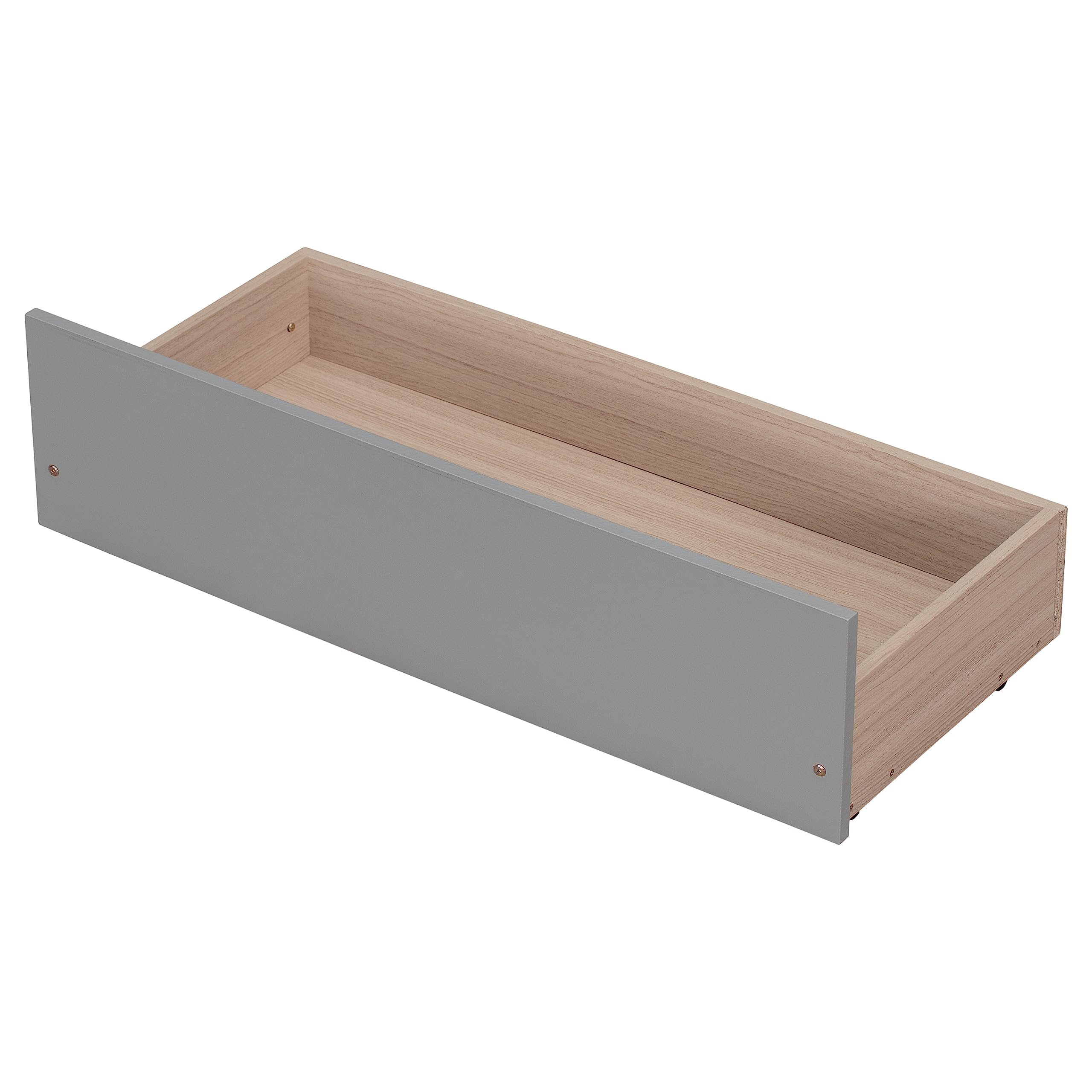 Polibi Solid Wood Twin Size Platform Bed with 2 Storage Drawers - No Box Spring Needed - Grey Wooden Bed Frame - Perfect for Small Bedrooms, Guest Rooms & Kids Rooms