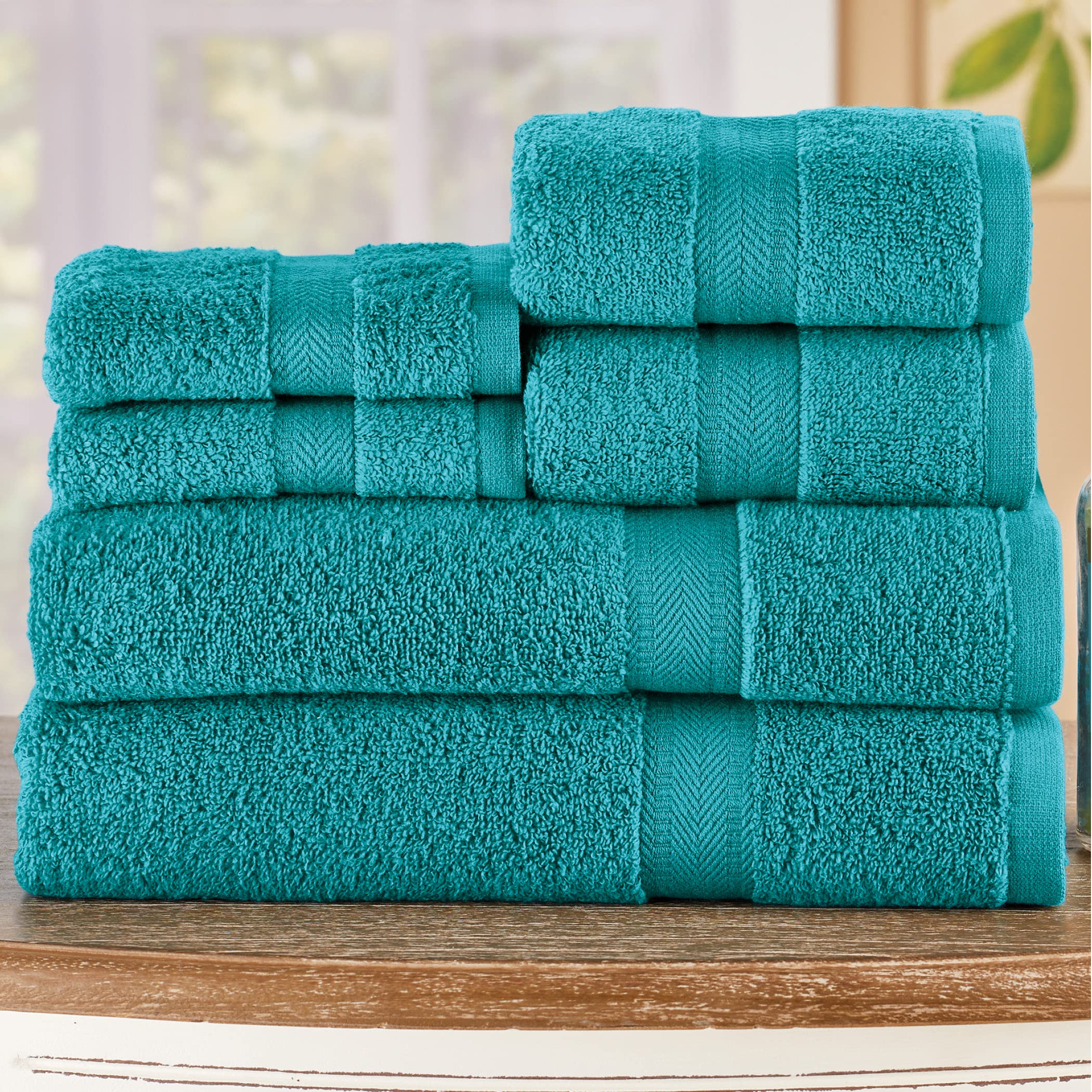 Collections Etc Zero Twist Luxury Bath Towel Set - 6-Piece Hotel Quality Bath Towels for Spa, Bathroom & Travel - Soft & Absorbent Towels for Home, Gym & Beach