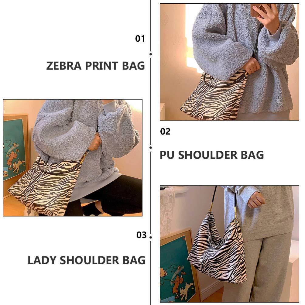 1pc Zebra Print PU Leather Shoulder Bag for Women - Crossbody Camera Strap Tote Handbag in Black & White Pearlescent - Perfect for Travel, Photography & Everyday Use