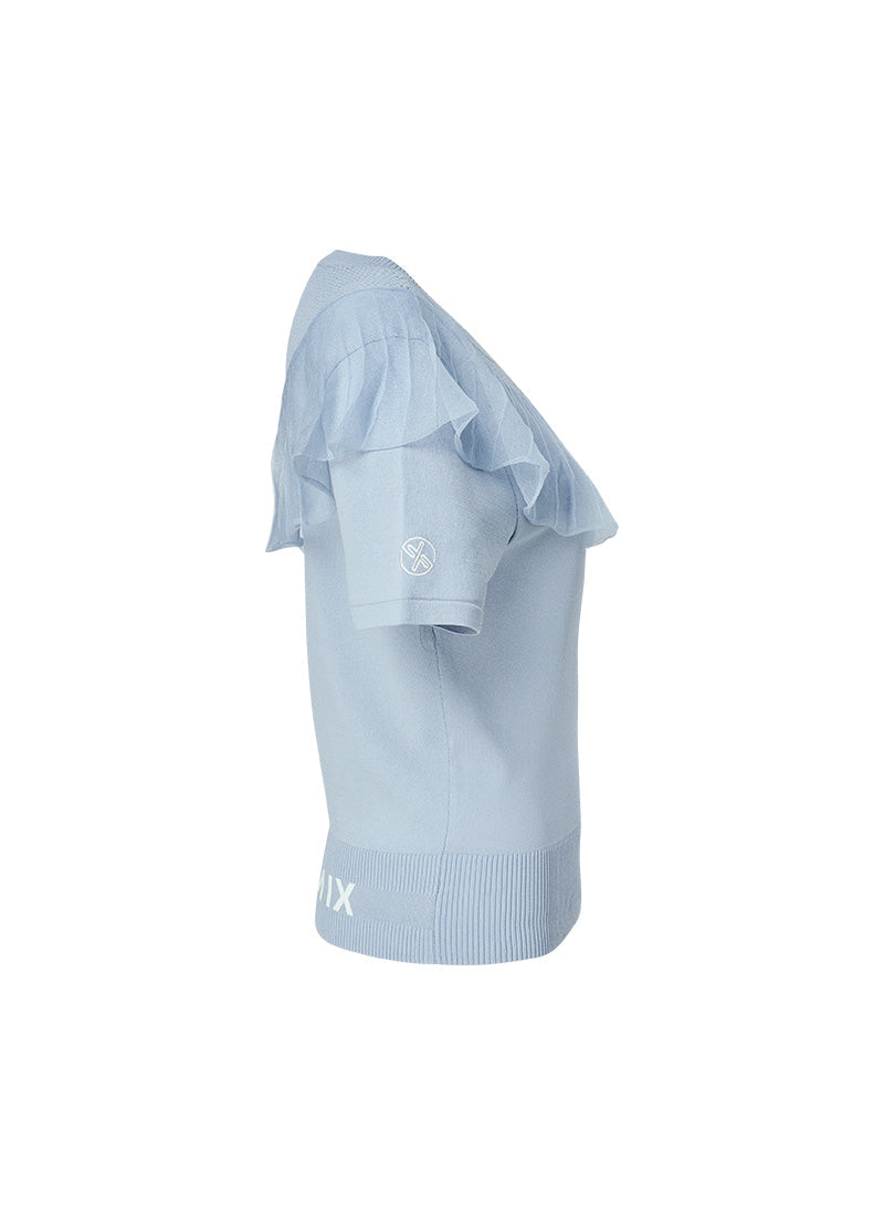 Stylish Unbalanced Ruffle Knit Short Sleeve Top for Women - Perfect for Casual Outings and Summer Fashion