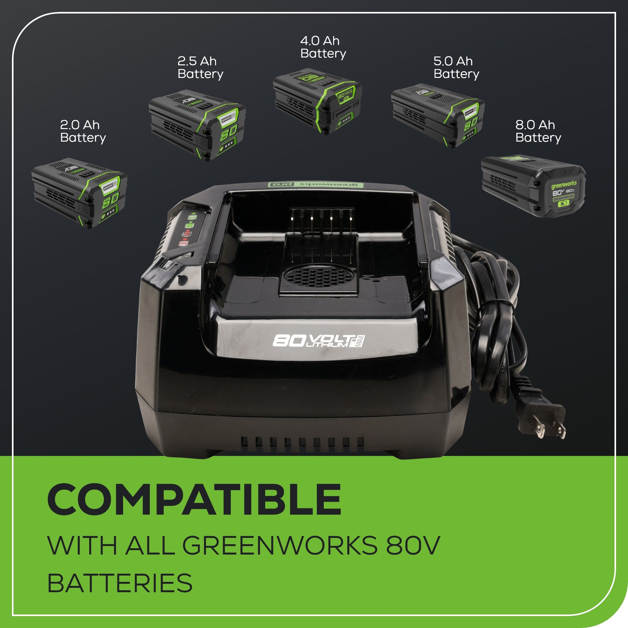 80V 6A Fast Battery Charger for Cordless Power Tools - Compatible with Lawn Mowers, Trimmers & Outdoor Equipment - Perfect for Home & Professional Use