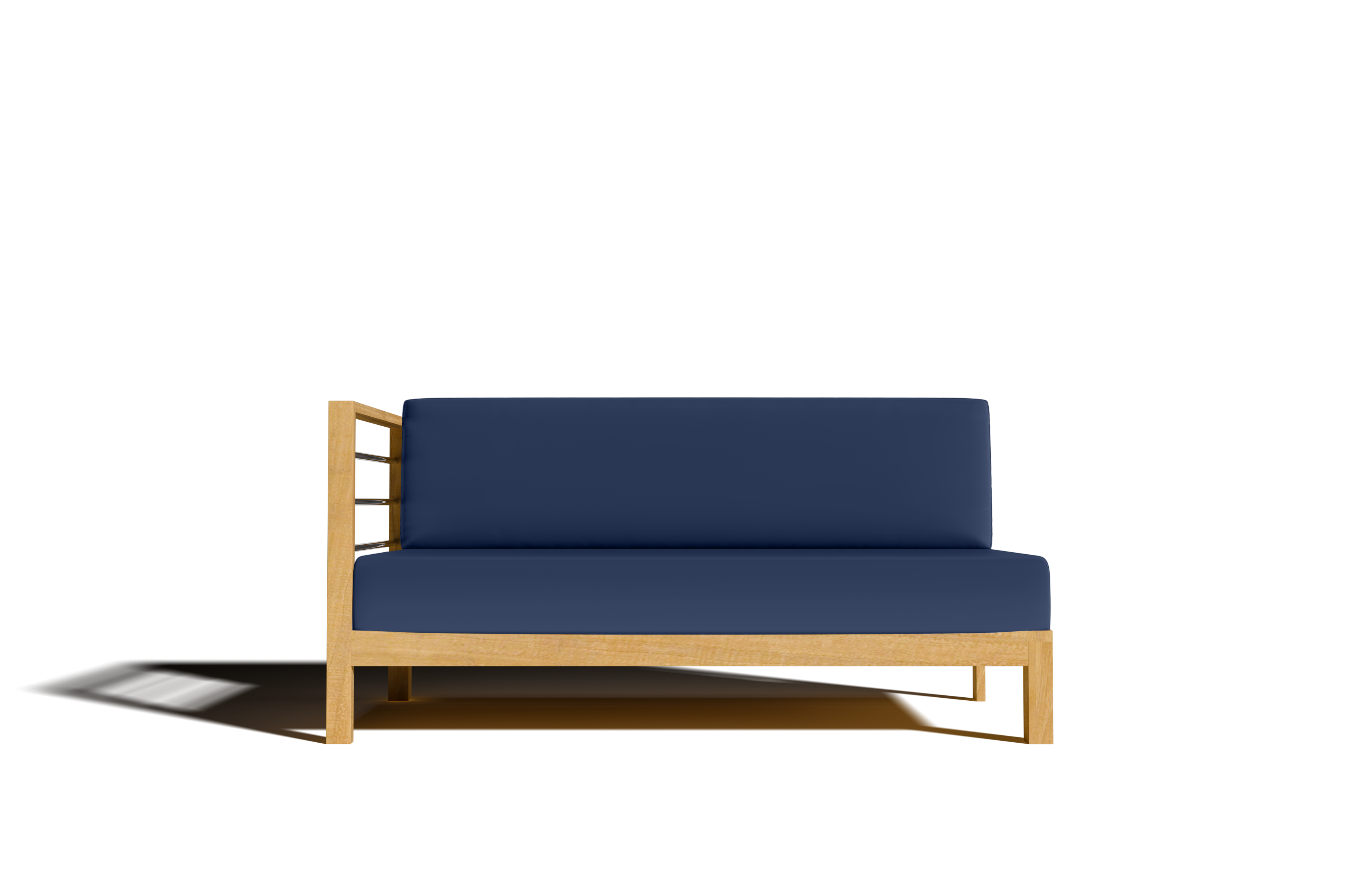 Leon Teak Outdoor Sectional Left Sofa with Sunbrella Navy Cushion - Waterproof Patio Furniture for Poolside, Garden & Backyard Relaxation