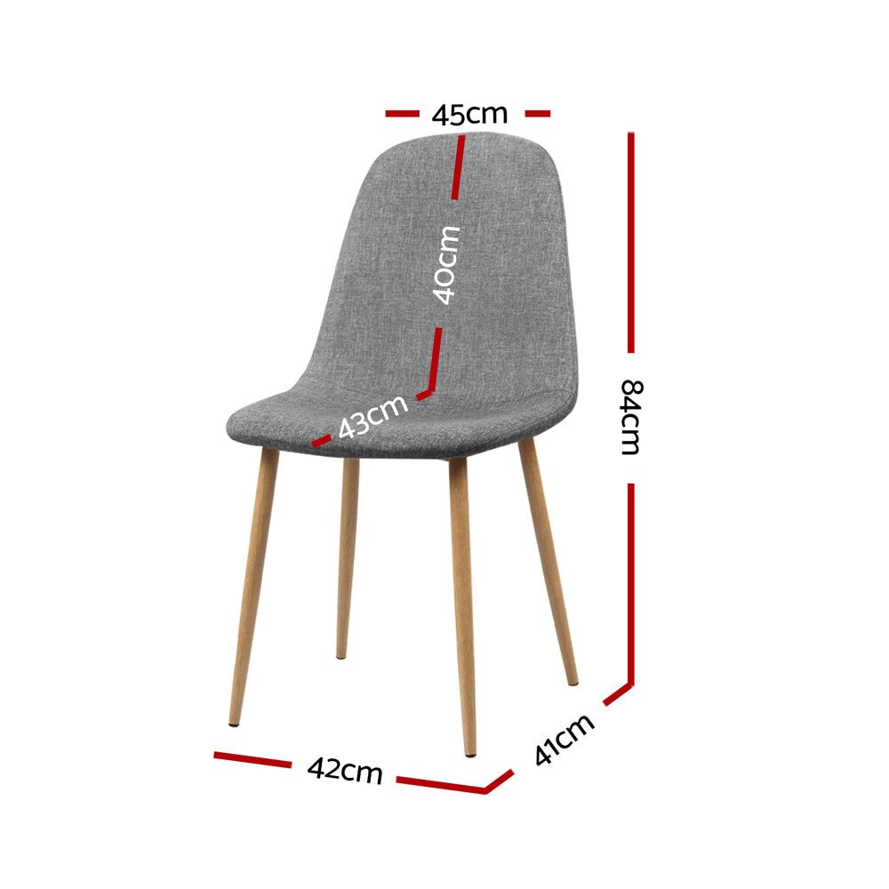 Adamas Fabric Dining Chairs Set of 4 - Light Grey Modern Upholstered Chairs for Dining Room, Kitchen, and Breakfast Nook