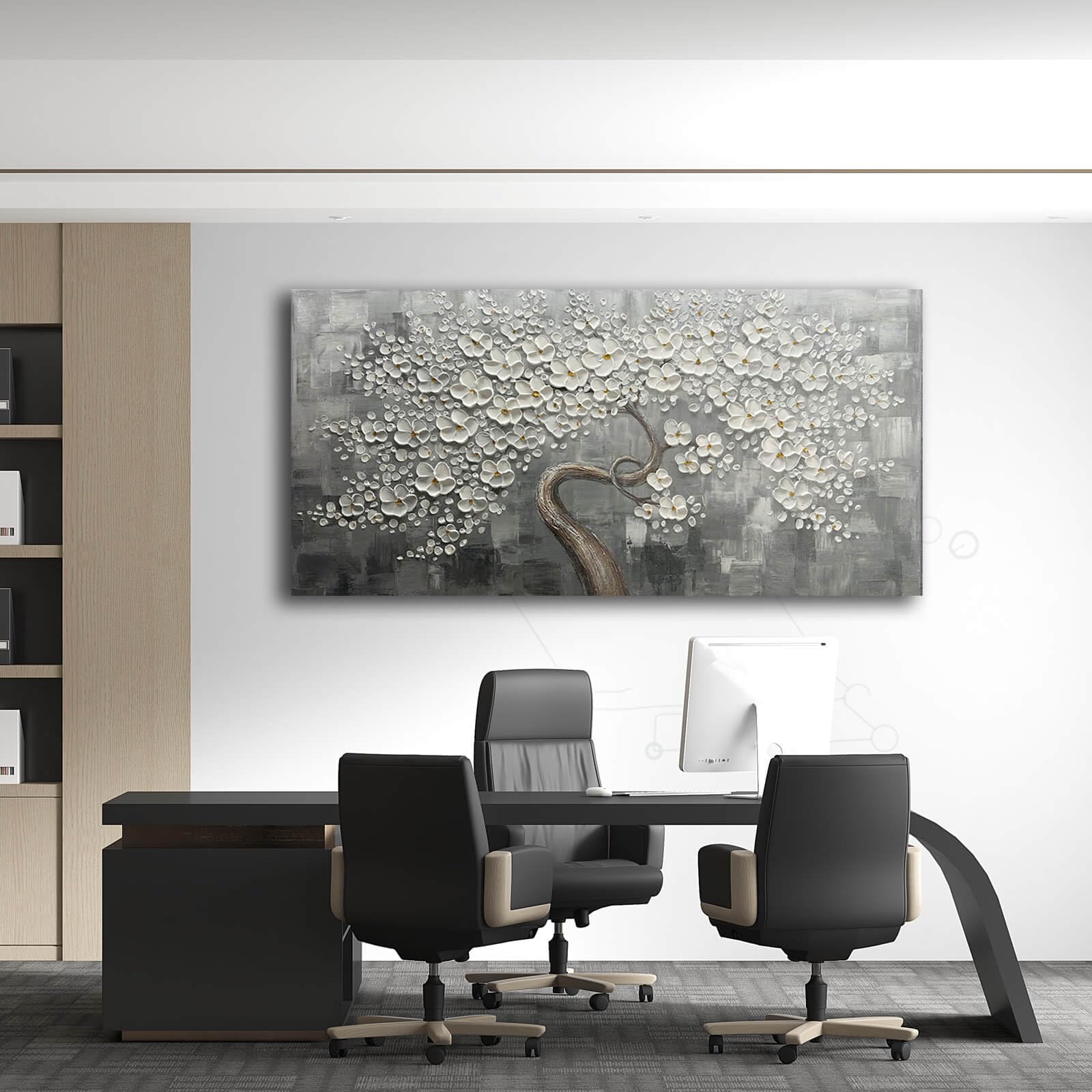 Hand-Painted White Floral Wall Art - 24
