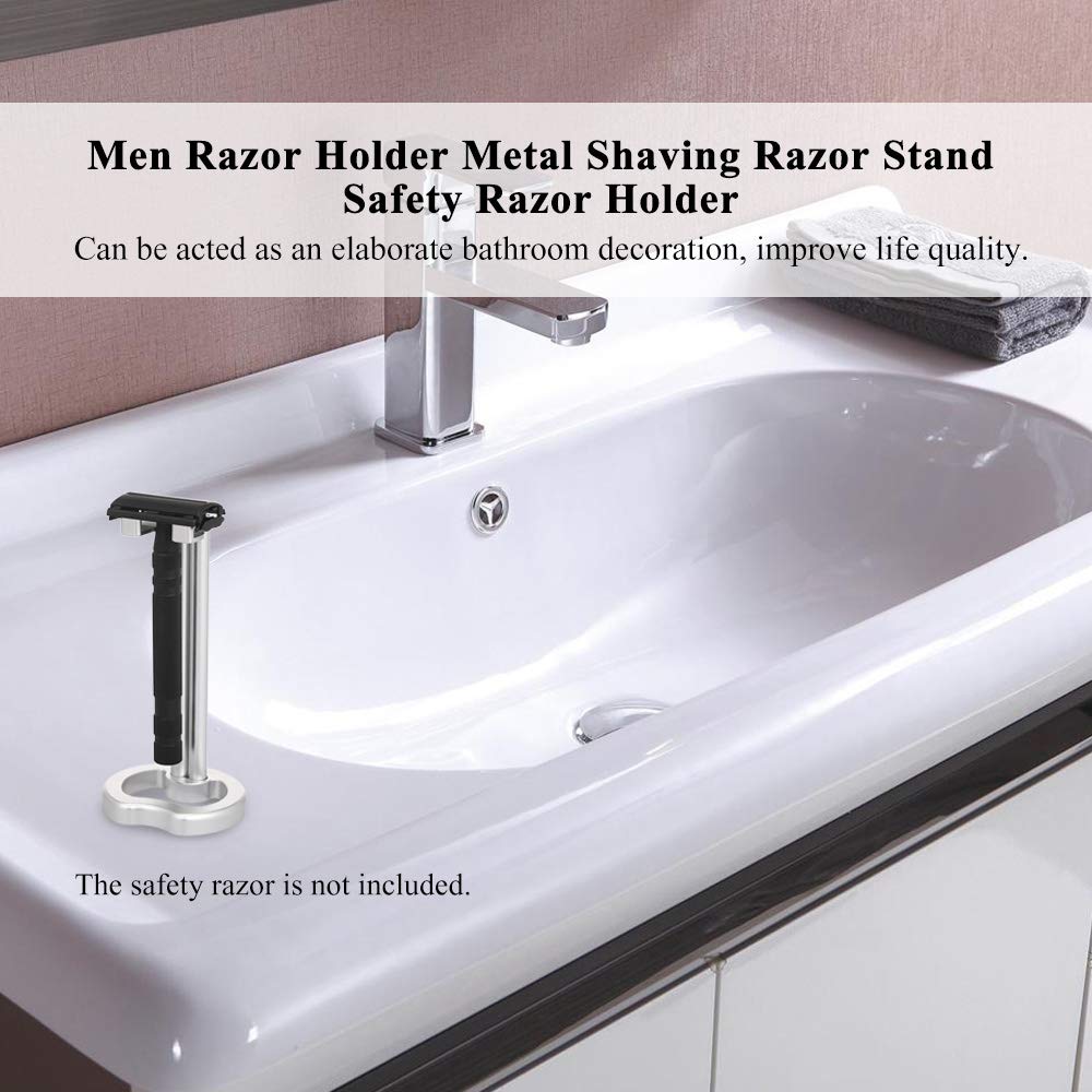 Premium LAURAG Metal Razor Stand for Men - Heavy Duty Safety Razor Holder & Shaver Organizer - Perfect for Bathroom Countertop, Travel & Grooming Essentials Storage