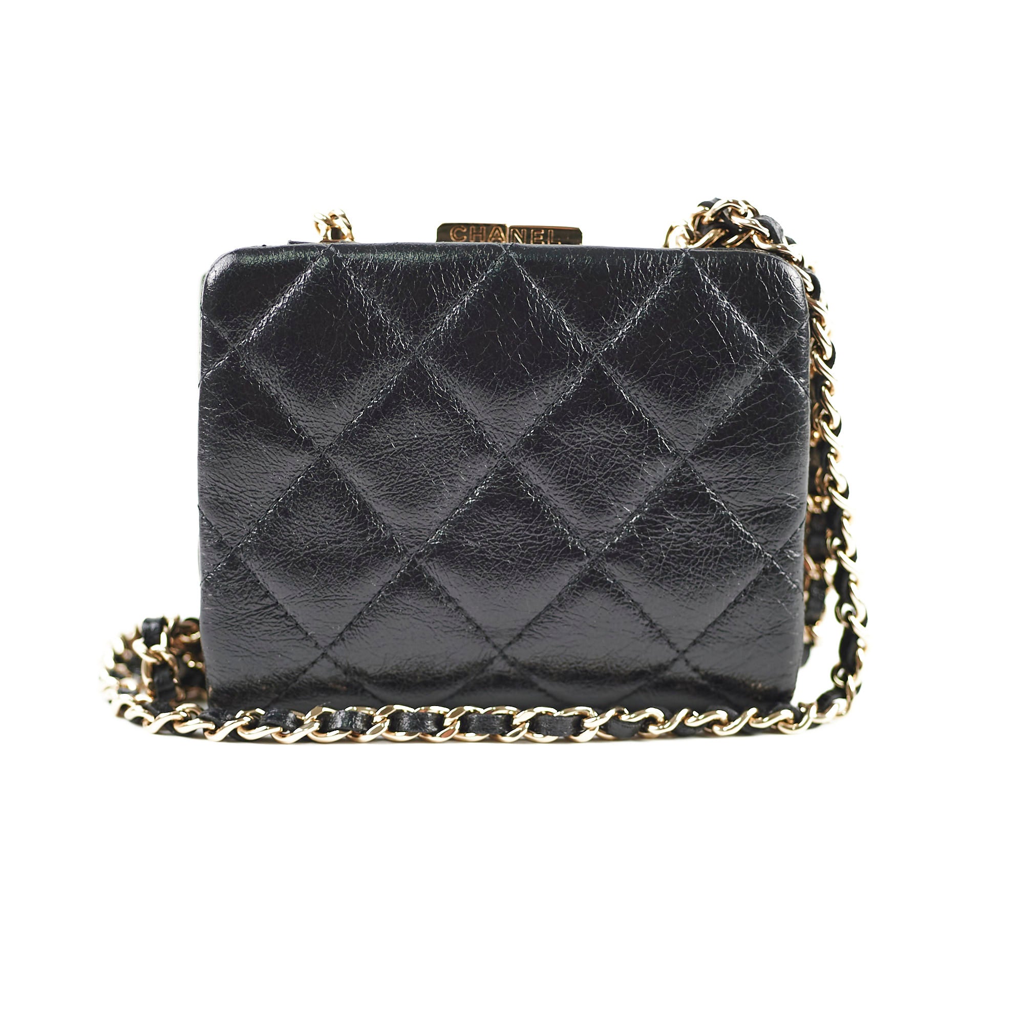 Chanel Quilted Mini Crossbody Bag with Chain - Black Aged Calfskin Leather, Microchipped Authentication | Perfect for Evening Events, Date Nights & Luxury Fashion Accessories