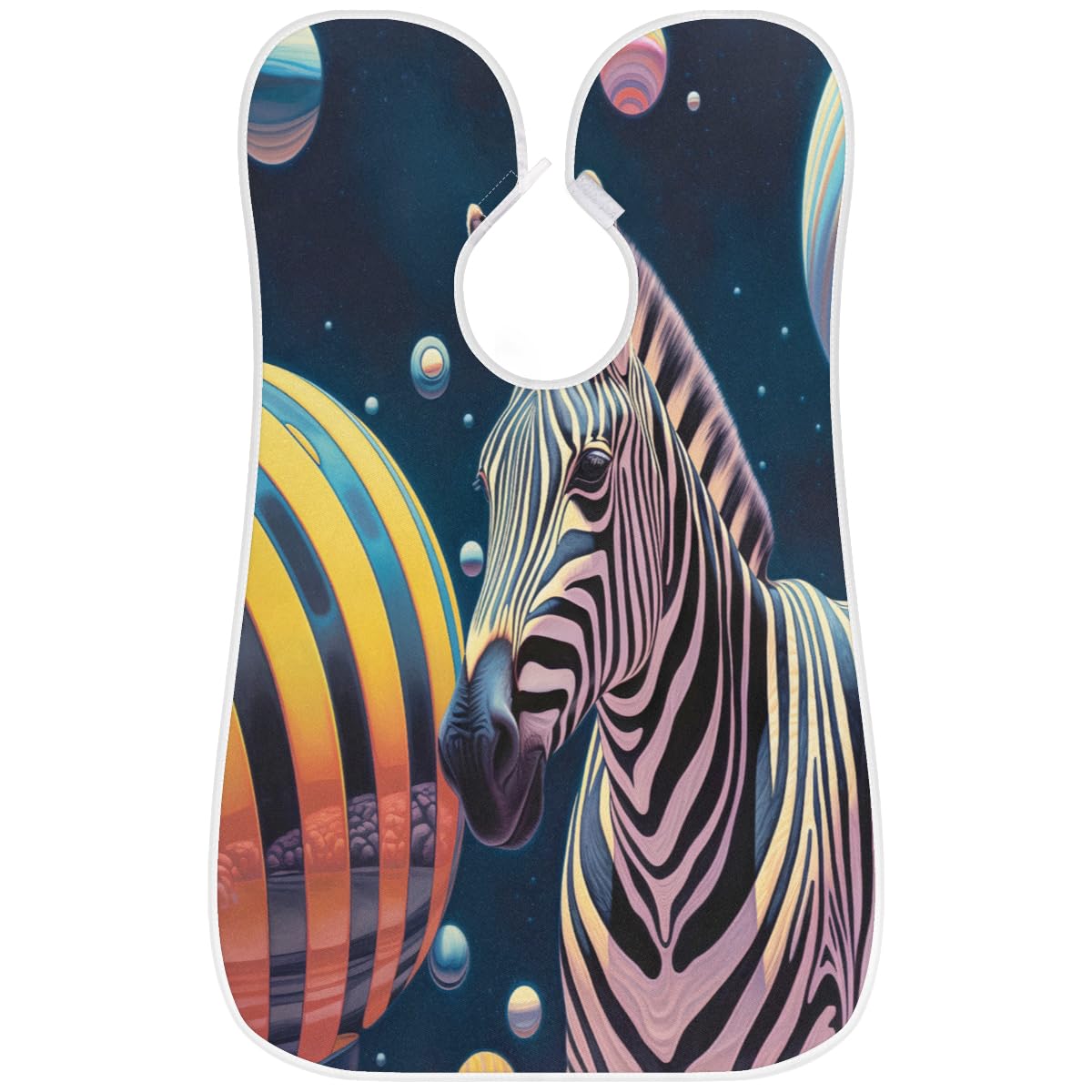 Planet Zebra Print Beard Shaving Bib for Men - Waterproof Hair Dye Apron & Barber Cape for Haircut, Beard Trimming & Makeup - Sink Hair Catcher & Grooming Accessory - Perfect for Home Salon, Barber Shops & DIY Styling
