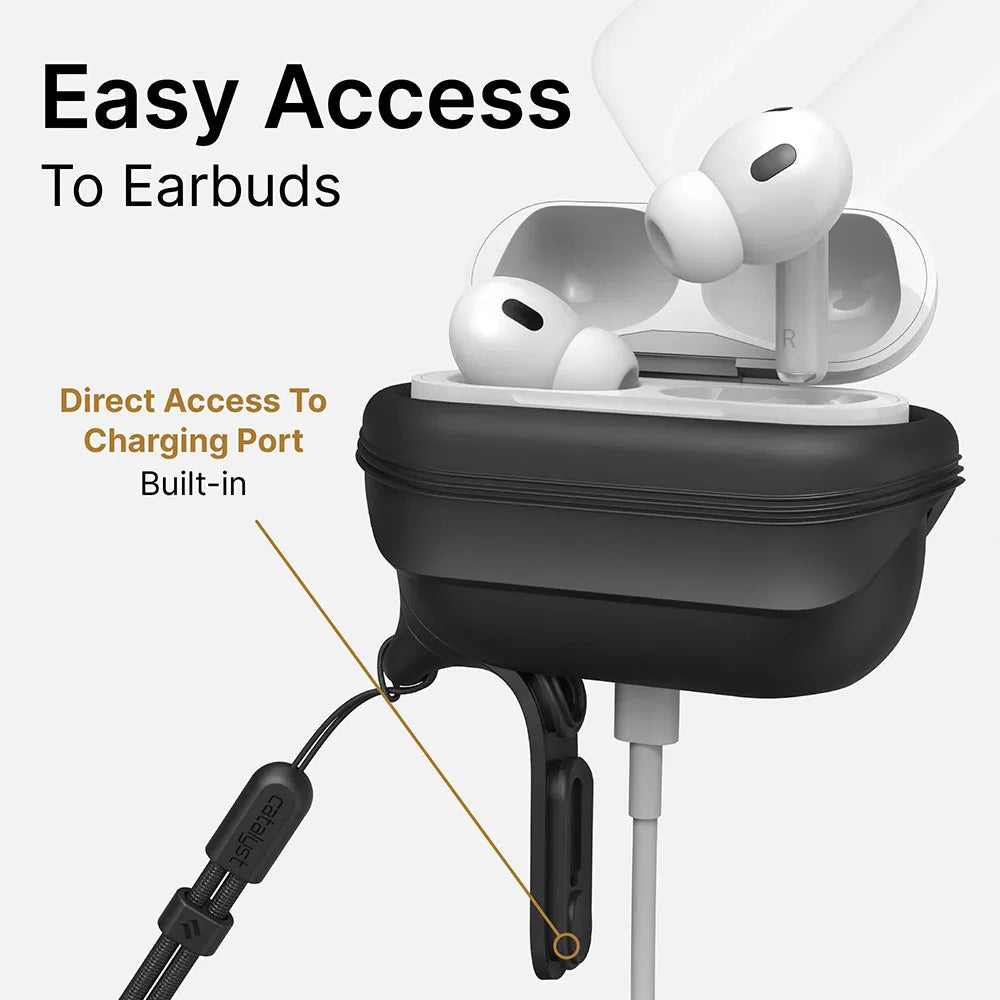 Apple AirPods Pro (2nd/1st Generation) Waterproof Protective Case with Lanyard - Perfect for Gym, Running, Travel & Outdoor Activities