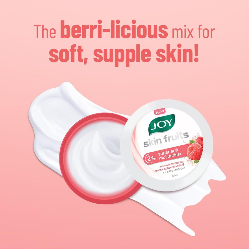 Joy Super Soft Cold Skin Cream - 24 Hour Hydrating Moisturizer for Face, Hands & Body | Lightweight, Oil-Free, Non-Sticky Formula with Berry Extract (200ml) | Perfect for Dry Skin Relief, Night Care & Daily Moisturizing Routine