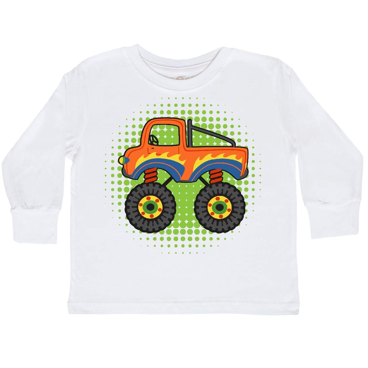 Inktastic Monster Truck Graphic Toddler Boys Long Sleeve T-Shirt - Cute Dinosaur & Truck Design for Playdates, Daycare & Outdoor Adventures