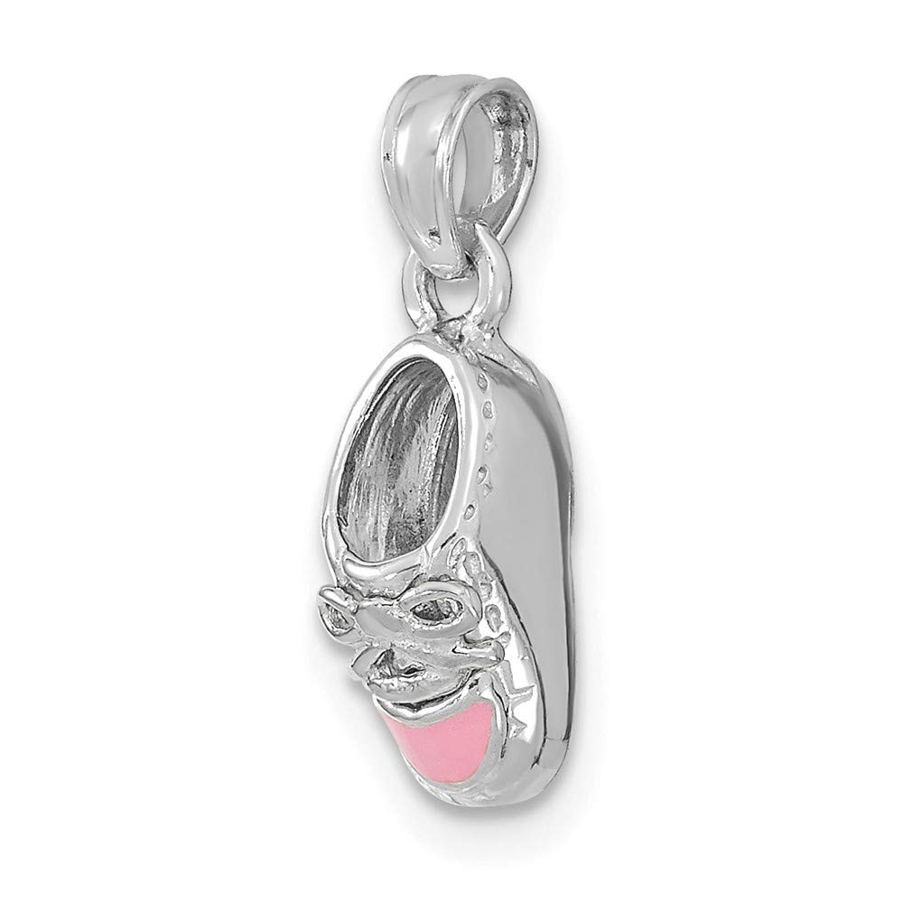 14K White Gold 3D Pink Enamel Baby Shoe Charm Pendant - Perfect for Newborn Gifts, Christening Jewelry & Mom's Keepsake Necklace