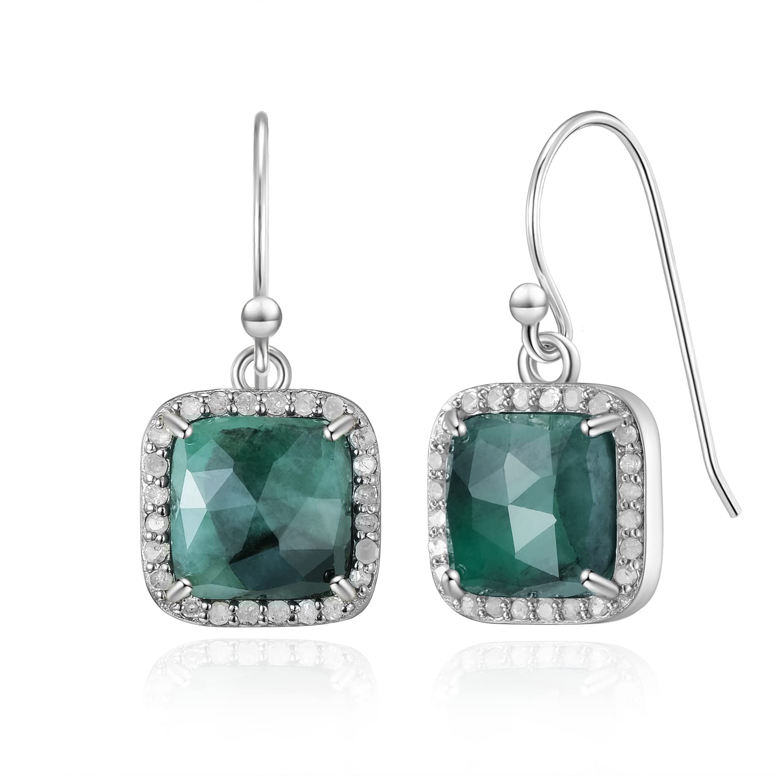 925 Sterling Silver Natural Green Emerald Dangle Earrings - Genuine Gemstone Fashion Jewelry for Women | Elegant Gift for Birthday, Anniversary & Special Occasions | Perfect for Parties, Weddings & Evening Events
