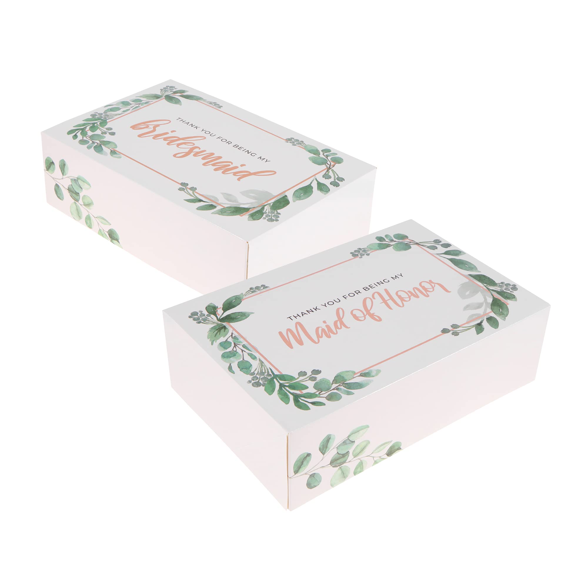 Elegant Thank You Bridesmaid Gift Box Set of 6 with Eucalyptus - Perfect for Wedding Party Favors, Bridal Shower Gifts & Appreciation Presents