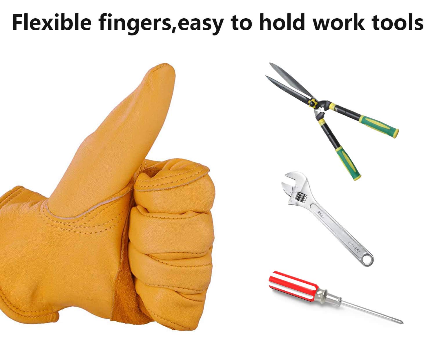 OZERO Men's Leather Work Gloves - 3 Pairs Large Cowhide Heavy Duty Gloves for Mechanics, Driving, Ranch Work & Gardening | Durable Protection for Outdoor Labor & DIY Projects