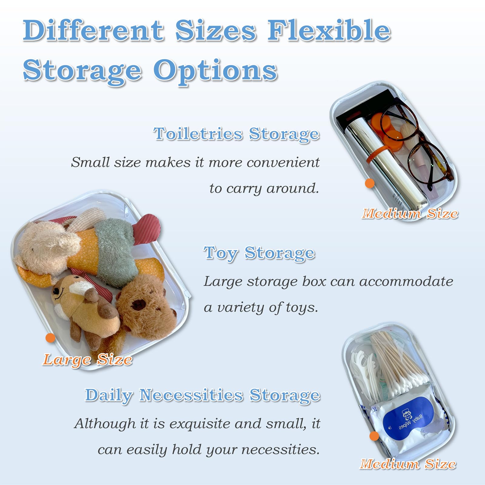 Clear Zipper Storage Case - 2 Pack Hard Plastic Travel Organizer for Snacks, Jewelry & Small Accessories | Portable Waterproof Pouch for Travel, Office & Home Organization