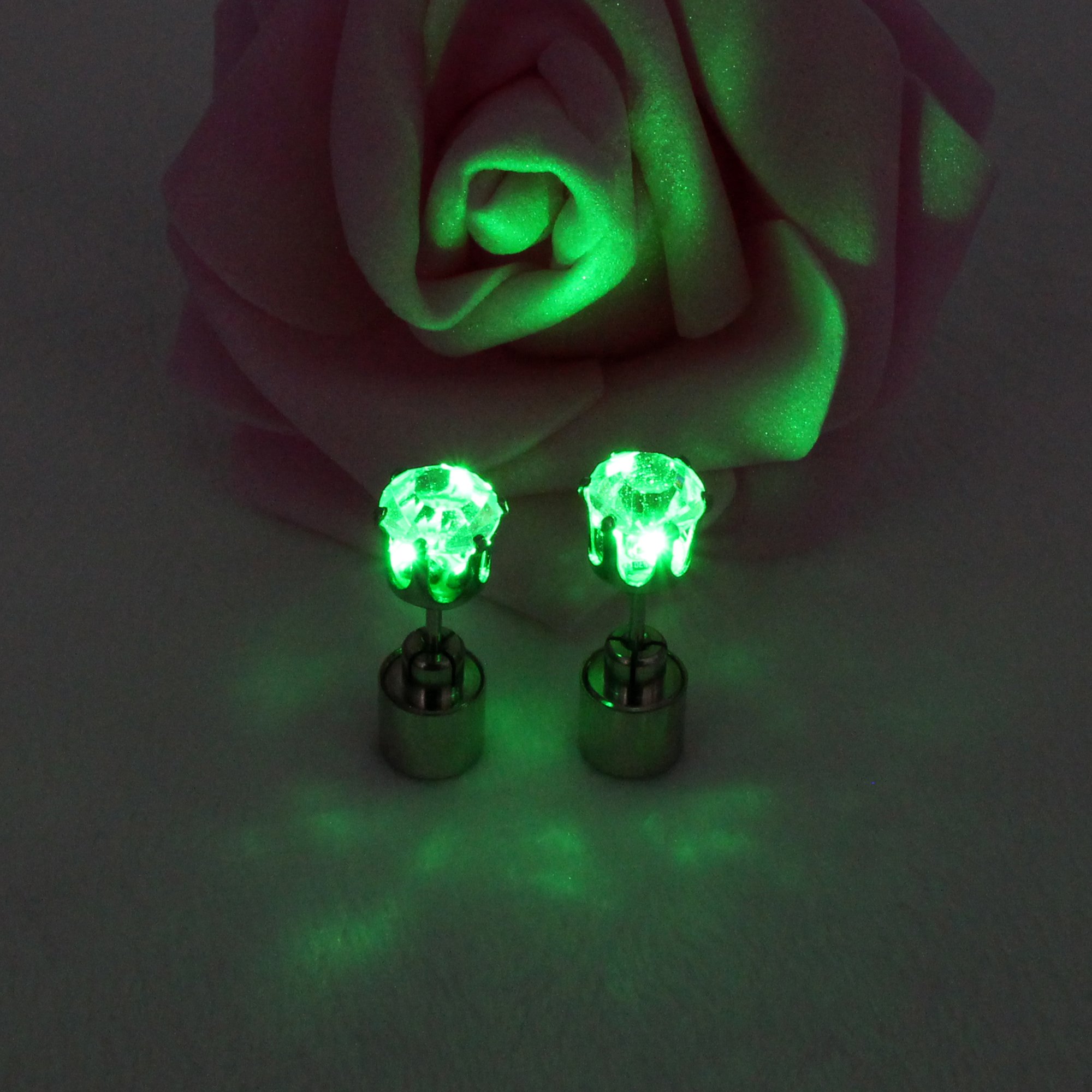 Flashing LED Earrings for Women & Men - Glowing Light Up Crystal Pendant Drop Earrings, Diamond Crown Studs for Dance Party, Halloween, Thanksgiving, Christmas, Raves, Concerts & Night Events