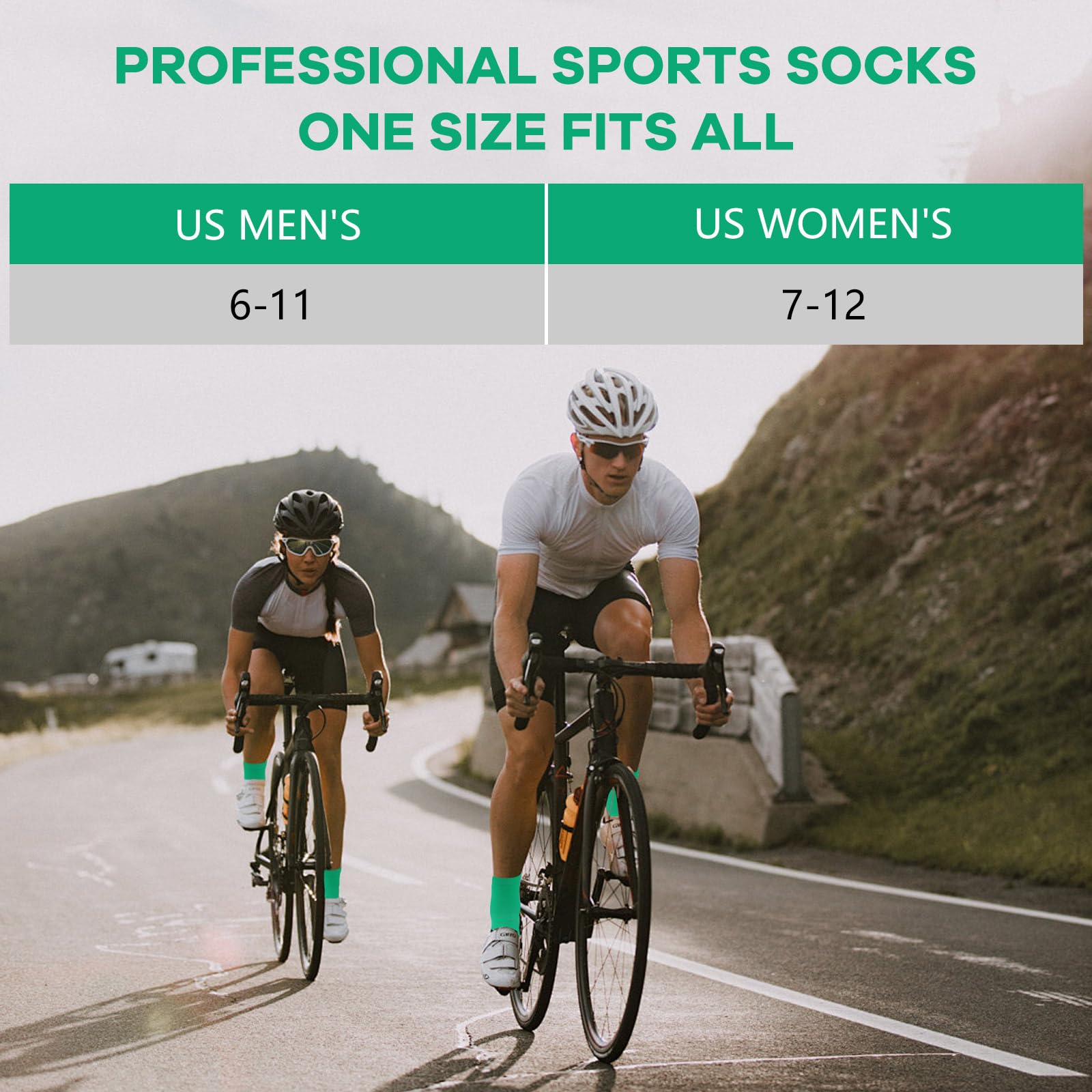 NIcool Bright Crew Athletic Socks for Men & Women - Cycling, Running, Tennis, Golf Sports Socks for Youth & Adults - Perfect for Workouts, Outdoor Activities & Casual Wear