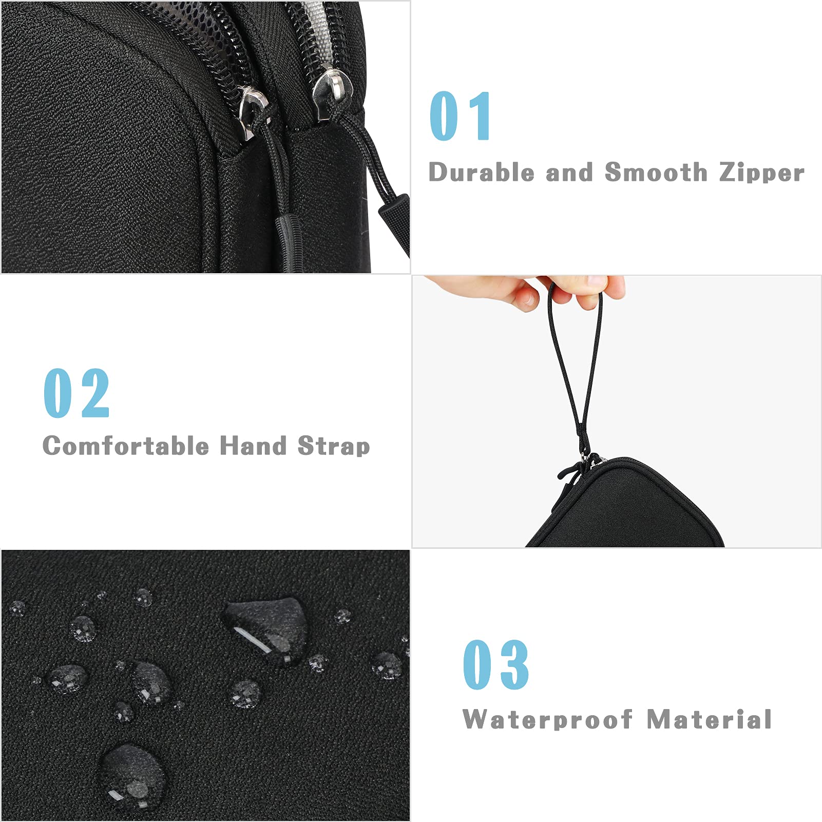 FYY Electronic Organizer Travel Cable Organizer Bag - Waterproof Double Layer Storage Pouch for Chargers, Cords, Earphones & Phone Accessories (Medium, Black) | Perfect for Travel, Office & Home Organization