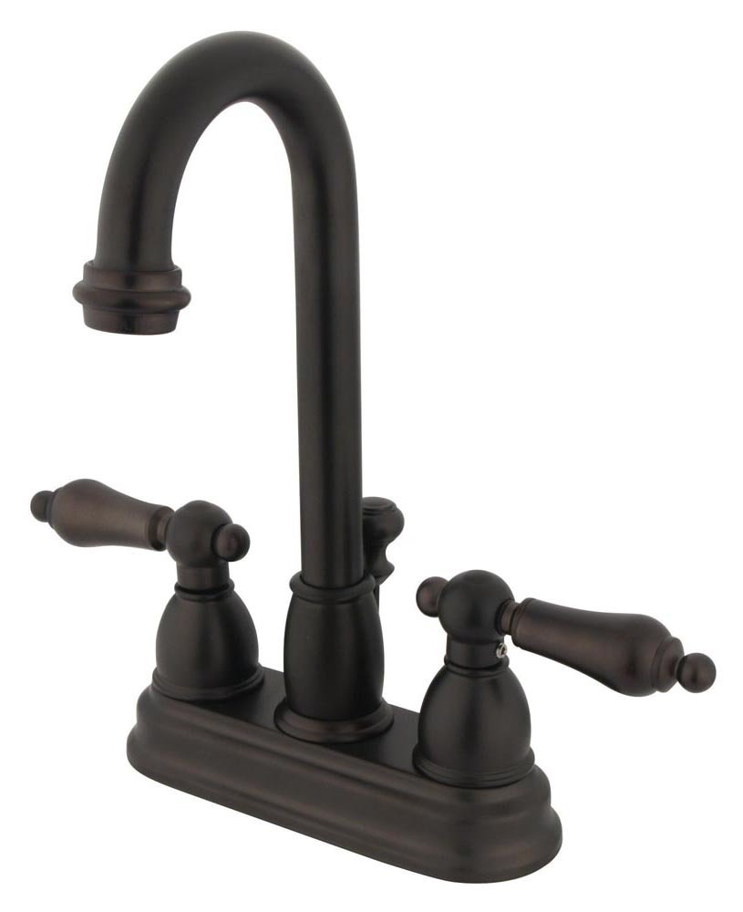 Restoration Double Handle Centerset Bathroom Sink Faucet with ABS Pop-Up Drain - Oil Rubbed Bronze Finish - Perfect for Vintage Style Bathrooms & Powder Rooms