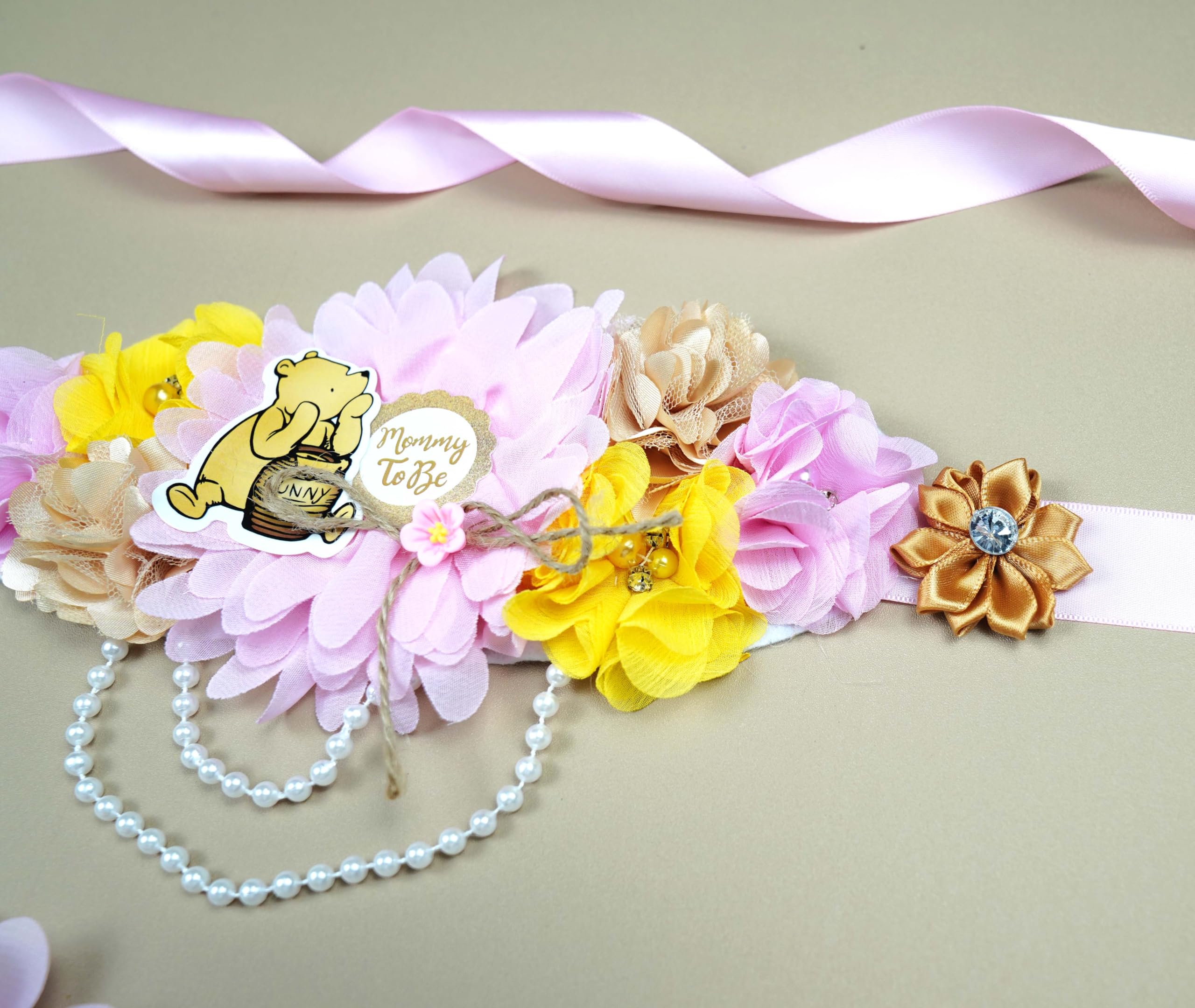 3 Pack Bear Mom to Be & Daddy to Be Sash Set - Baby Shower Corsage Pins, Maternity Sash Belly Belt for Gender Reveal Party Decor - Perfect for Baby Shower, Gender Reveal & Maternity Photos (Pink Girl Theme)