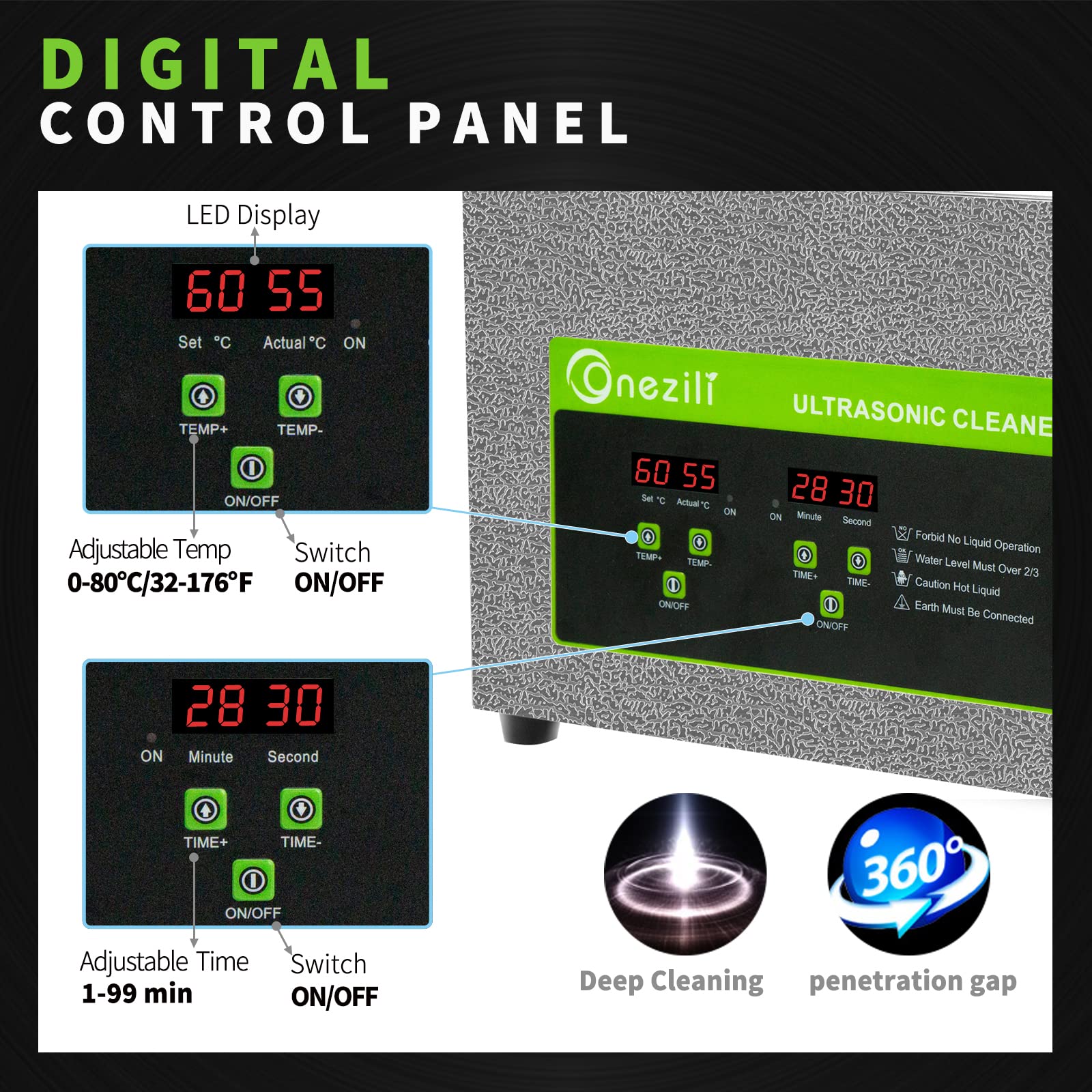 ONEZILI 4.5L Digital Ultrasonic Cleaner with Heater & Timer - Professional Jewelry, Watch, Eyeglass, Carburetor & Small Parts Cleaning Machine - Perfect for Home, Jewelry Stores & Auto Repair Shops