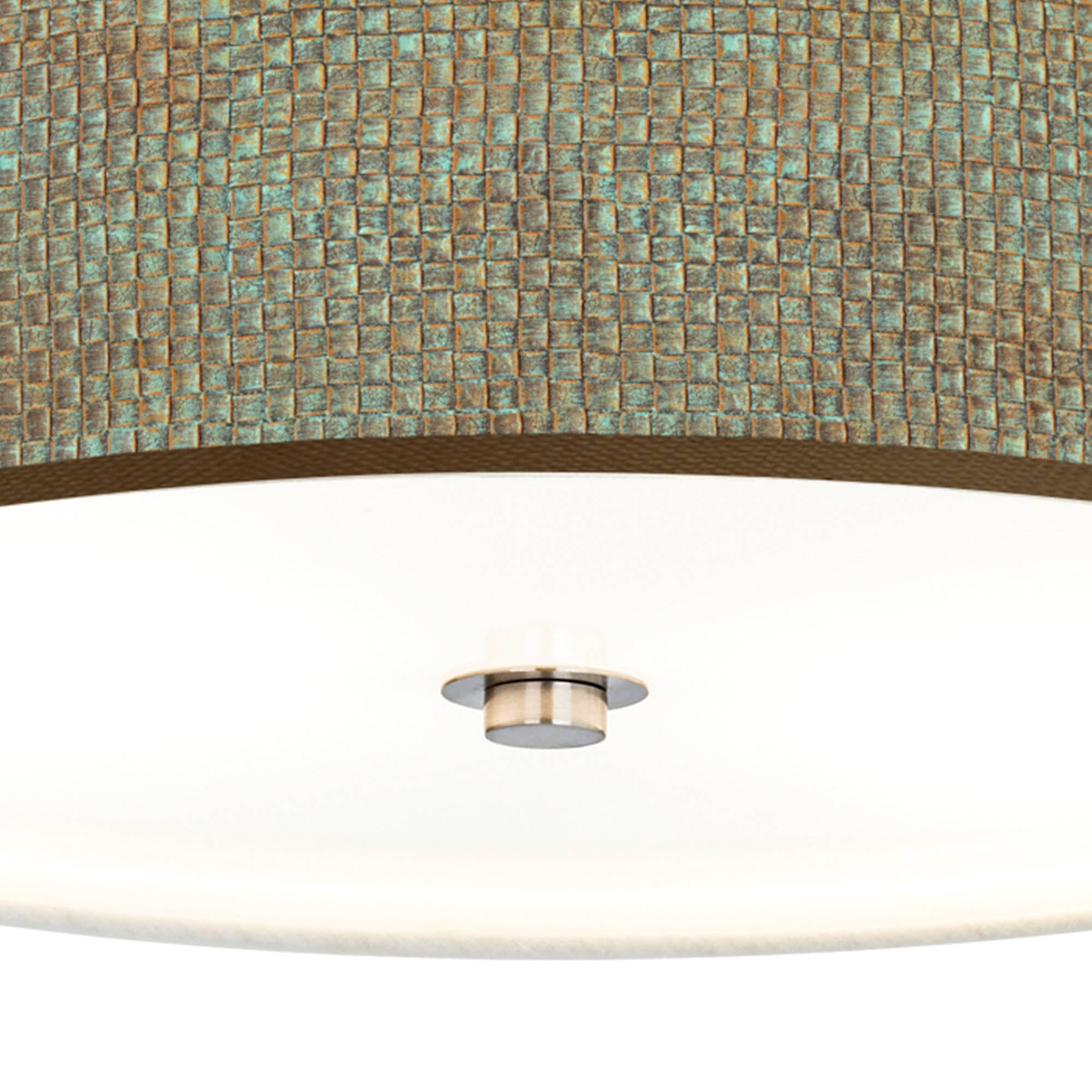 Interweave Patina Giclee Energy Efficient LED Ceiling Light with Printed Fabric Shade - Perfect for Living Room, Bedroom & Dining Room Lighting