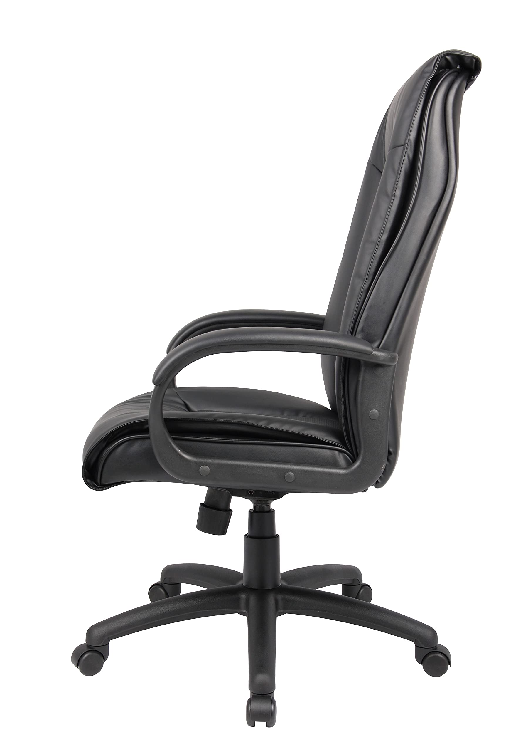 Premium Black Executive LeatherPlus Office Chair with Padded Arms - Ergonomic High Back Desk Chair for Home & Business Workspaces, Conference Rooms, and Professional Offices