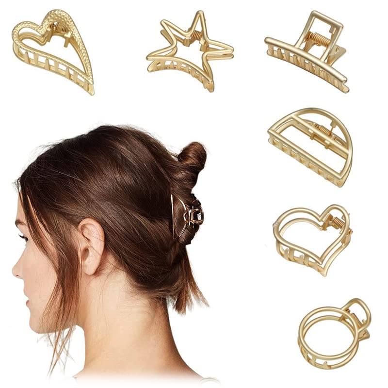 STYLEDOSE 8-Piece Gold Metal Hair Clips for Women & Girls - Medium Size Hair Clutchers, Fashion Hair Accessories, Perfect Gift for Her | Everyday Wear, Parties, Weddings & Special Occasions