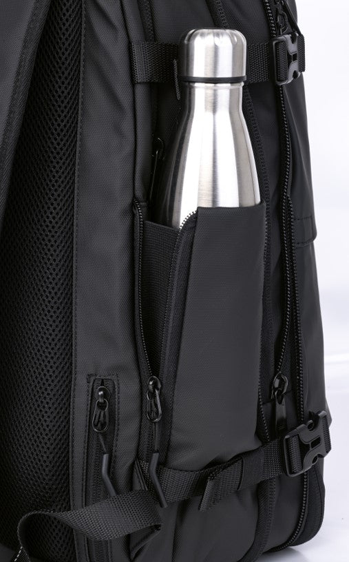 Travelite 17.3 Inch Vacuum Compression Travel Backpack with Hand Pump - Lightweight Carry-On Luggage for Airplane, Camping & Outdoor Adventures (Black)
