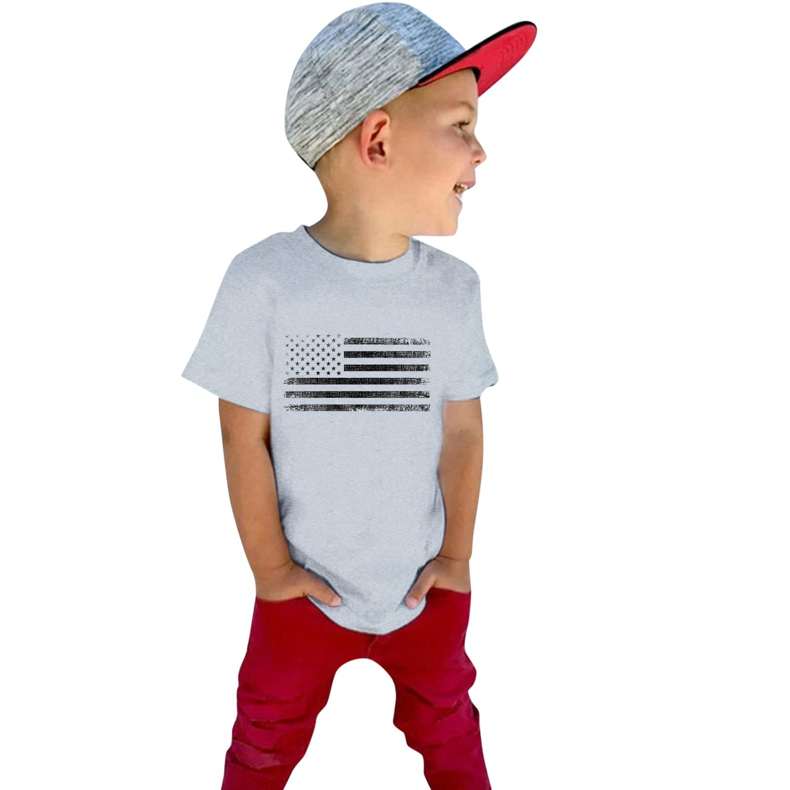 4th of July Patriotic T-Shirt for Toddler Boys & Girls - Red White Blue Short Sleeve Summer Shirt - Independence Day Outfit for Kids Celebrations & Family Gatherings